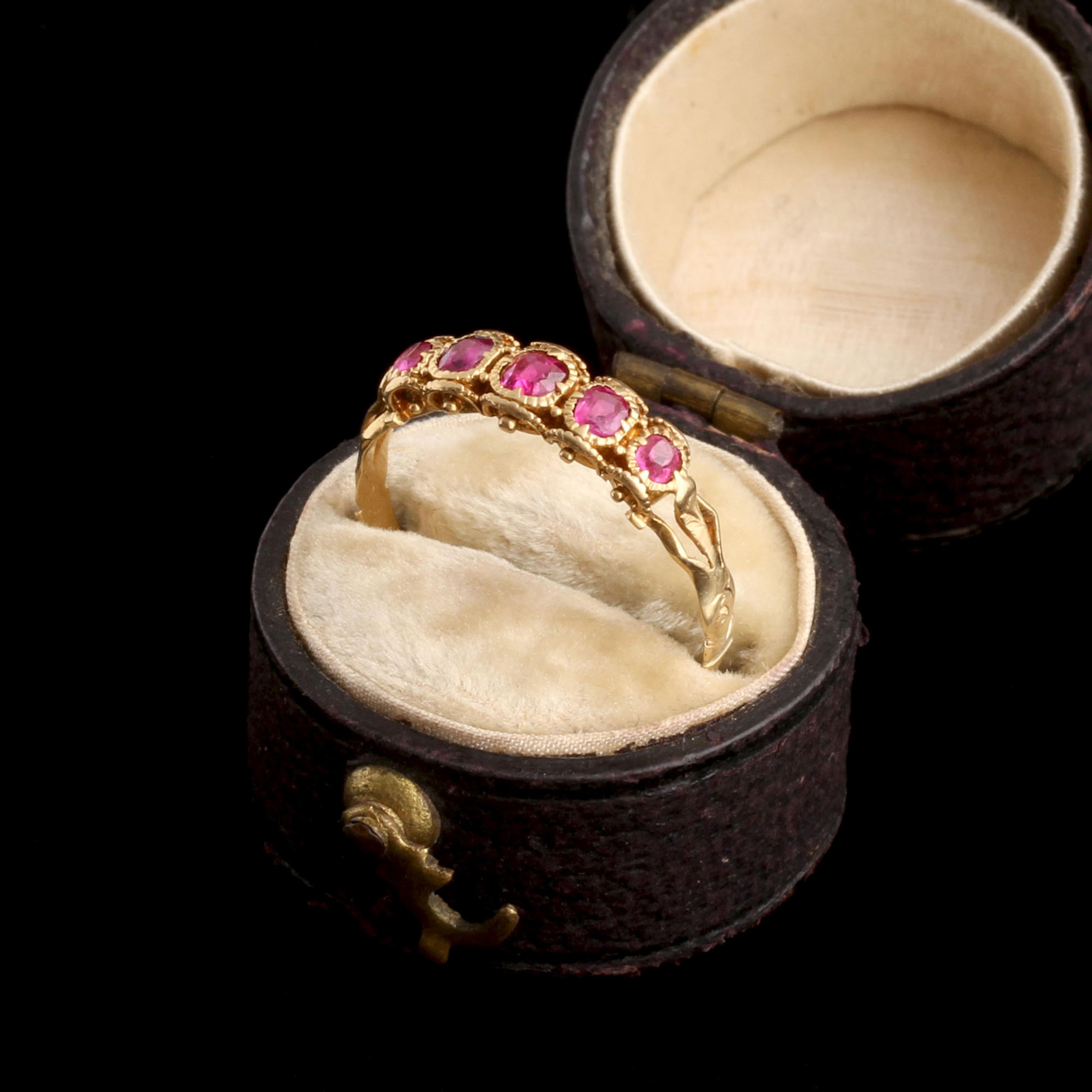 Detail of Victorian Archaeological Style Ruby Ring