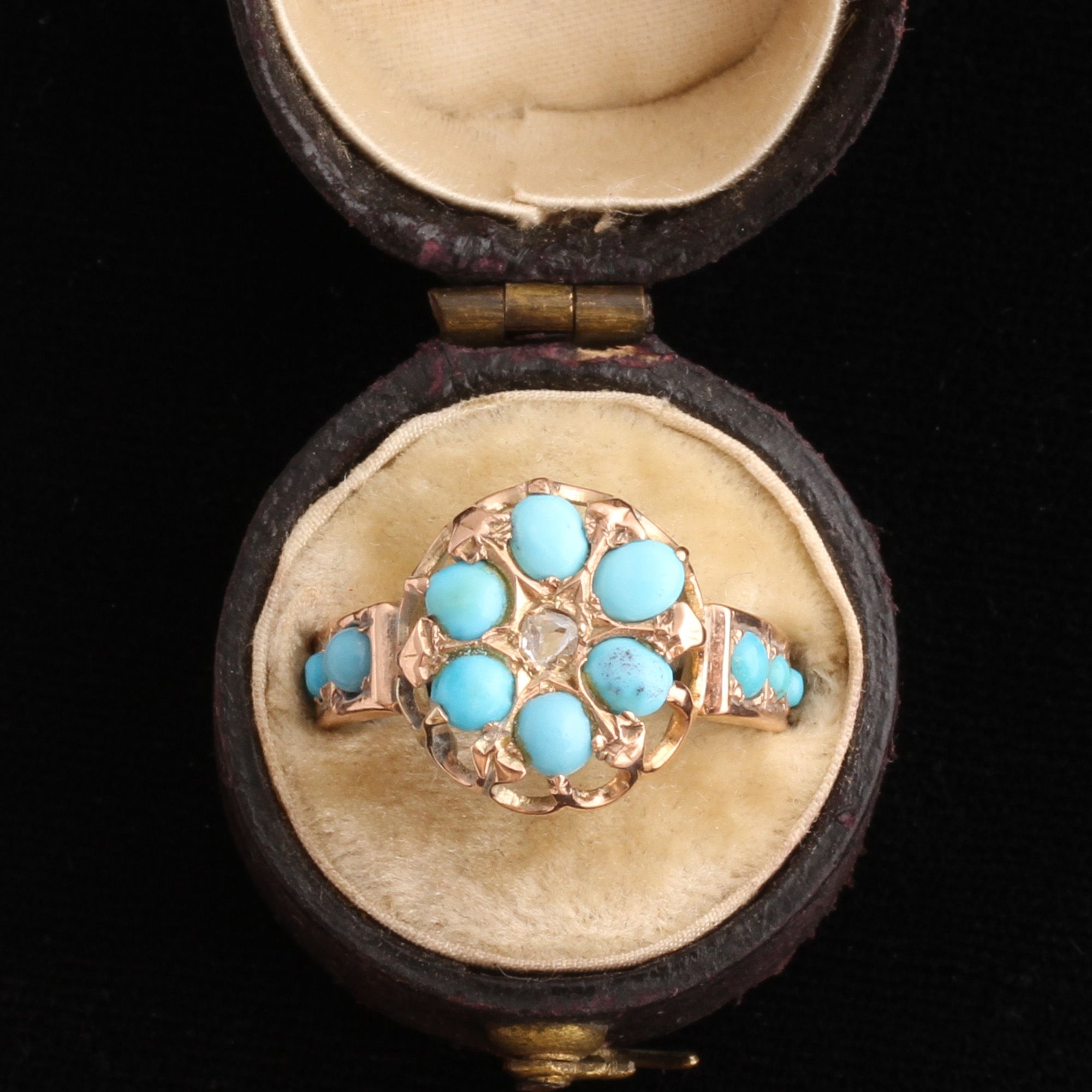 Victorian Turquoise & Diamond Cluster Ring