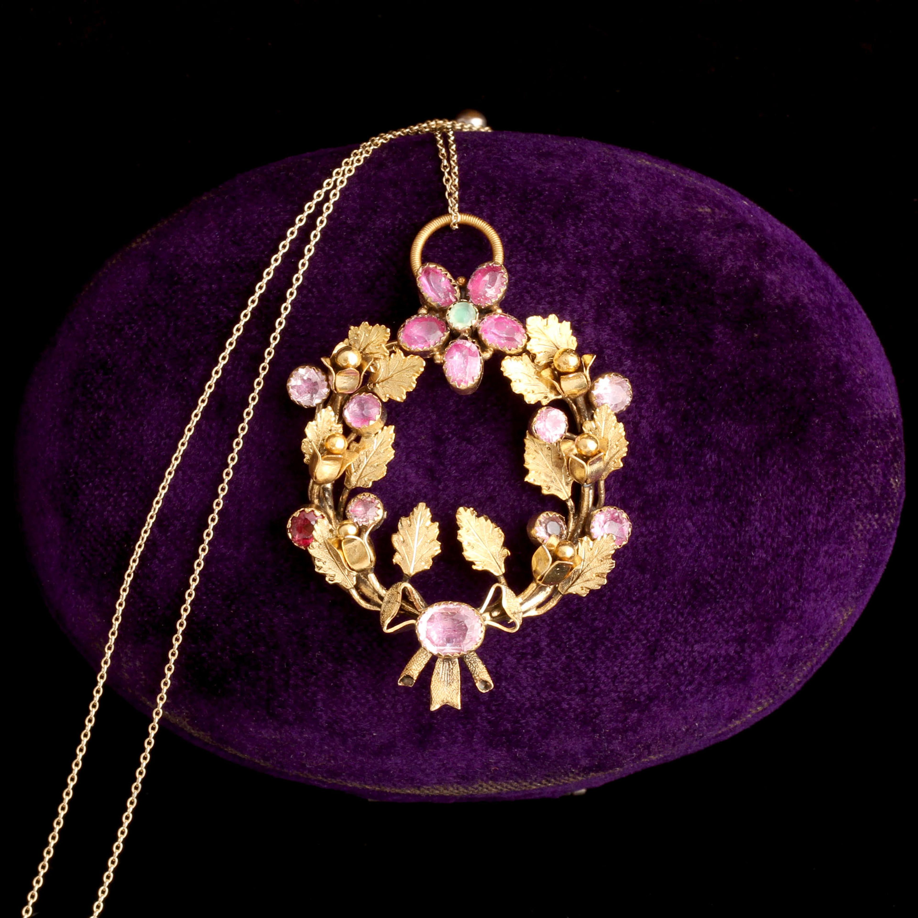 Early Victorian Pansy Wreath Necklace