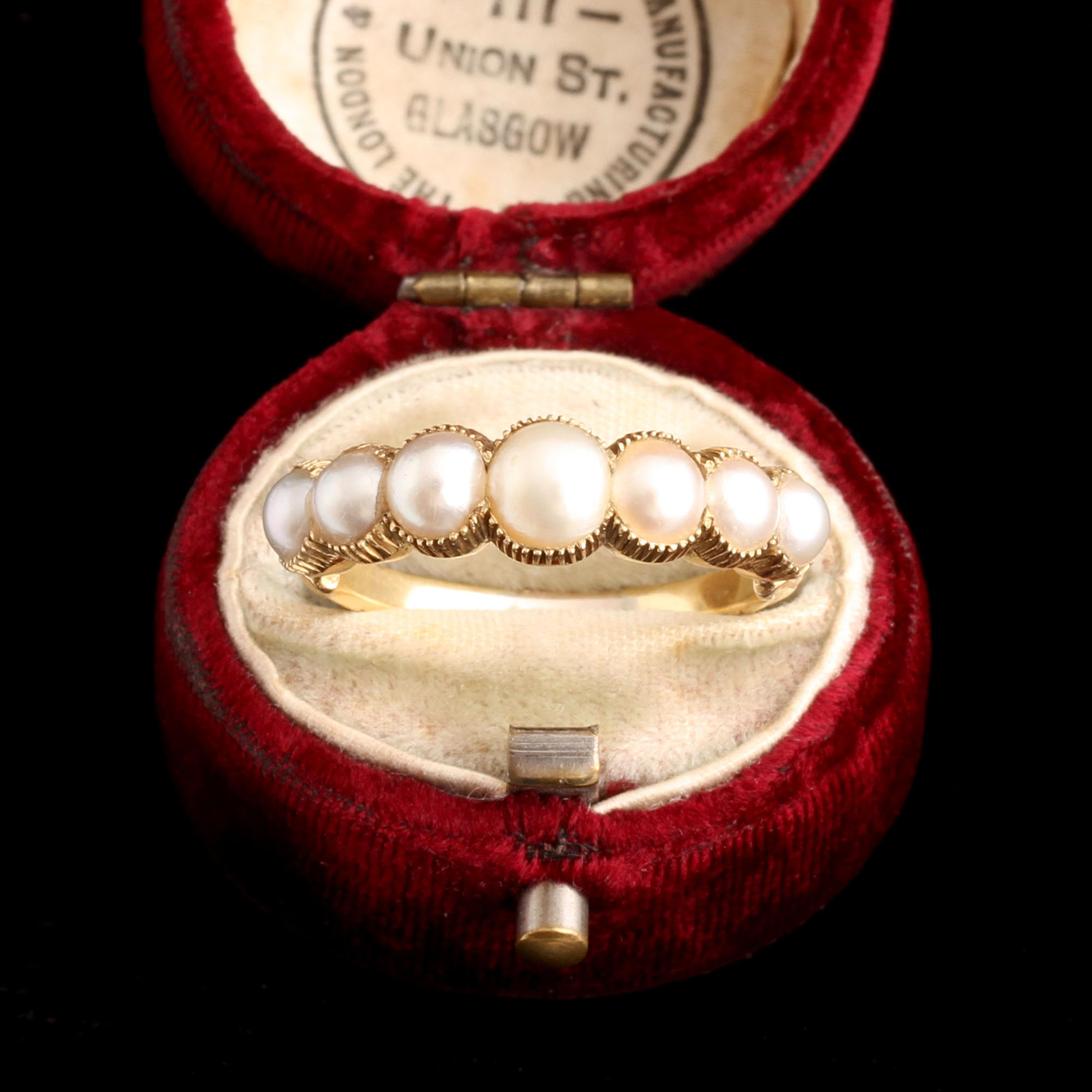 Victorian Graduated Pearl Half Hoop Ring