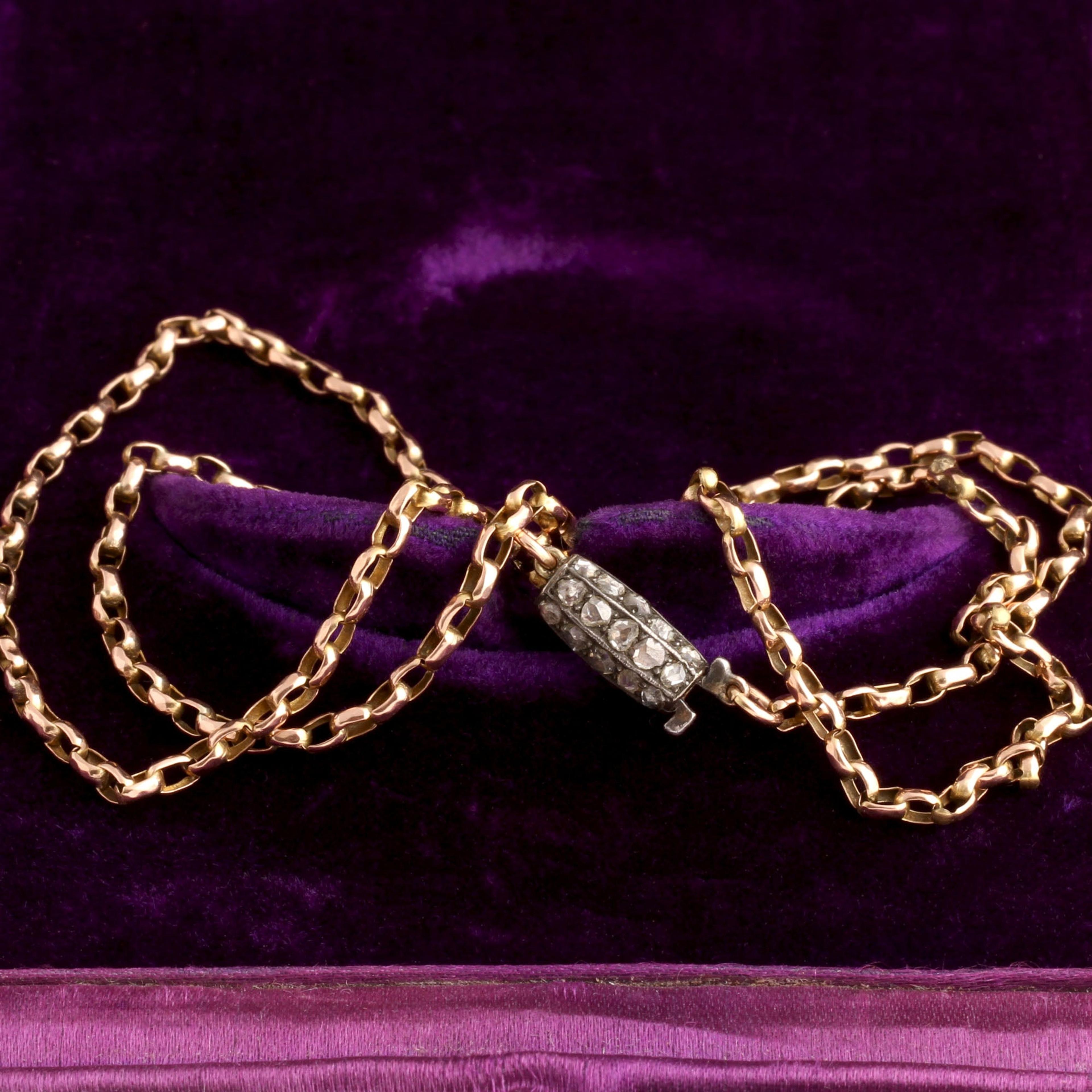 Georgian Diamond Barrel Clasp on Victorian Chain