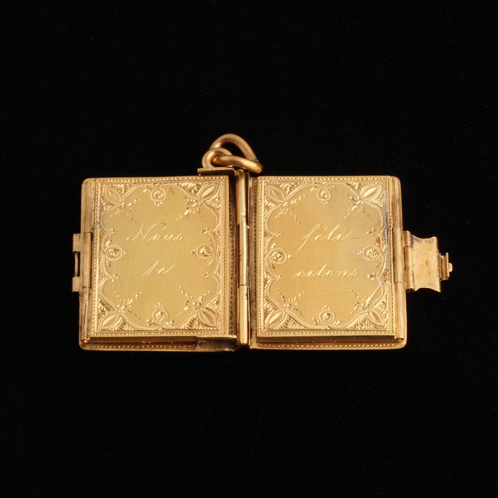 Mid 19th Century "Nous te félicitons" Book Locket
