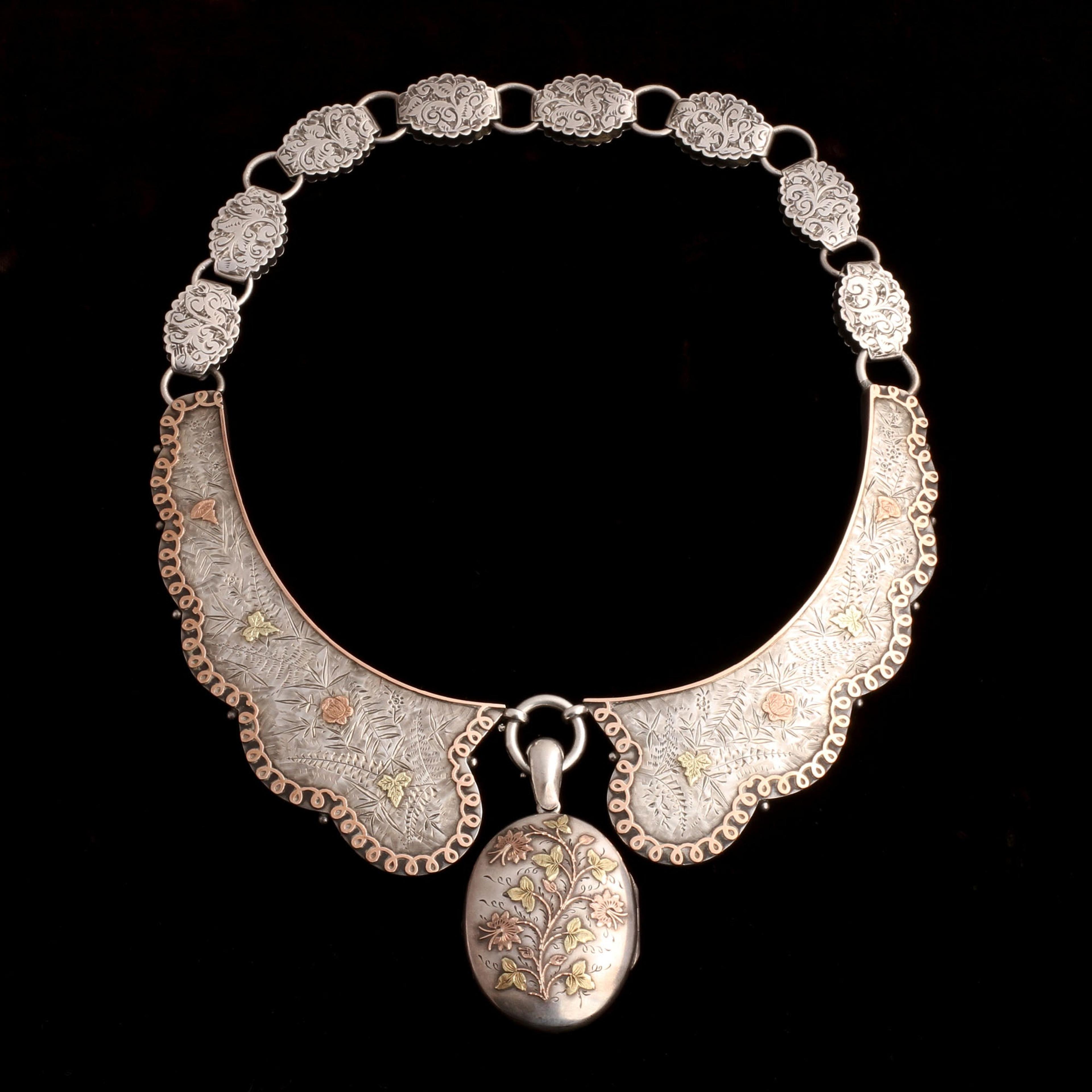 Victorian Aesthetic Movement Shirt Collar with Locket