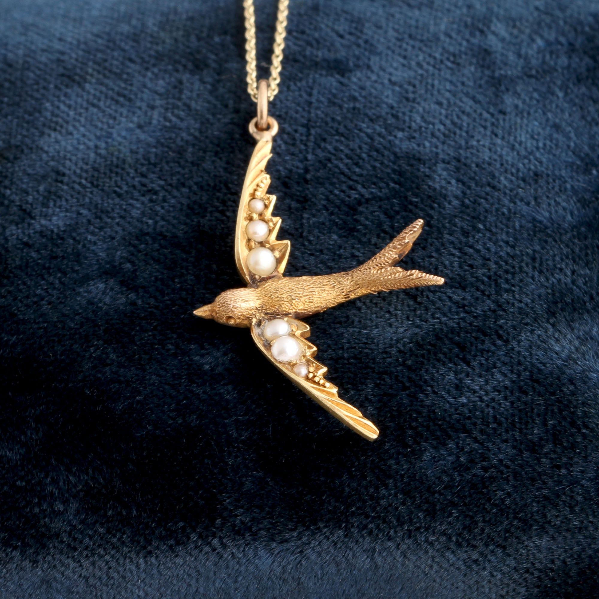 Late Victorian Pearl Swallow Necklace