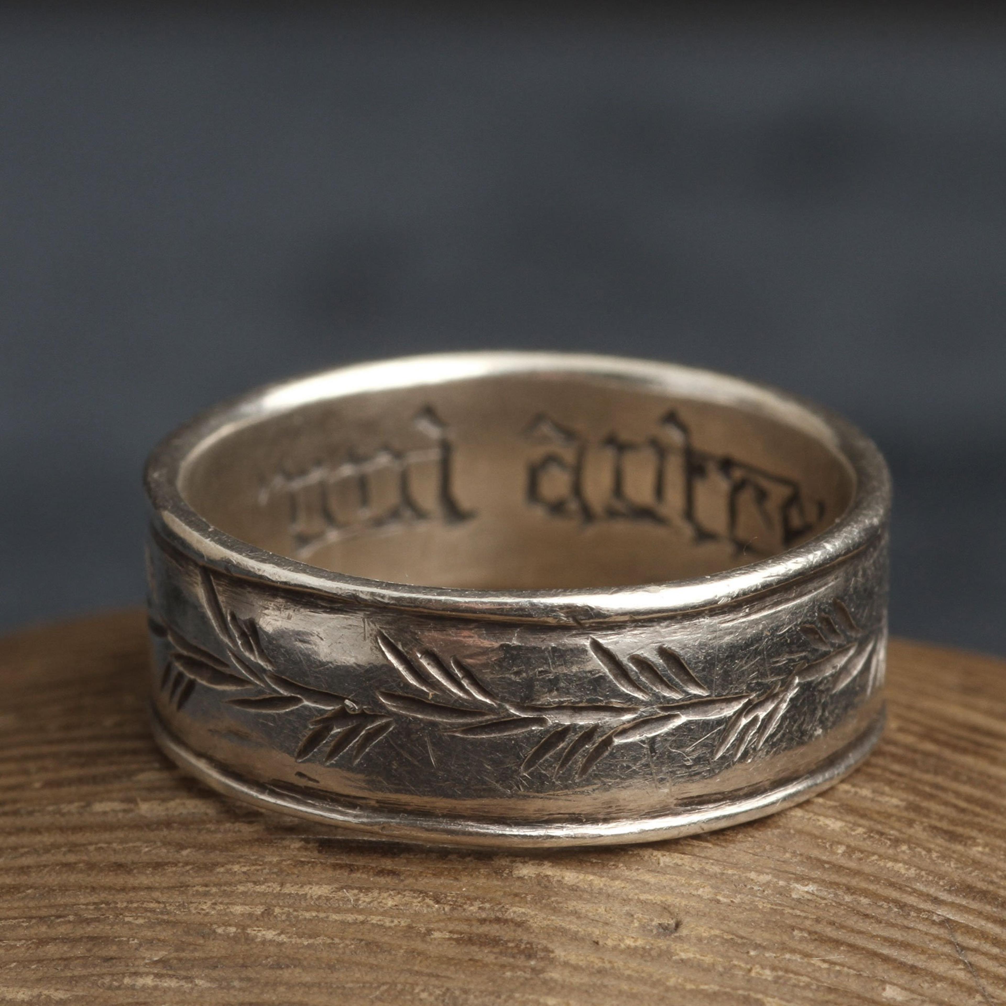 Detail of "Nul Autre" Silver Poesy Ring