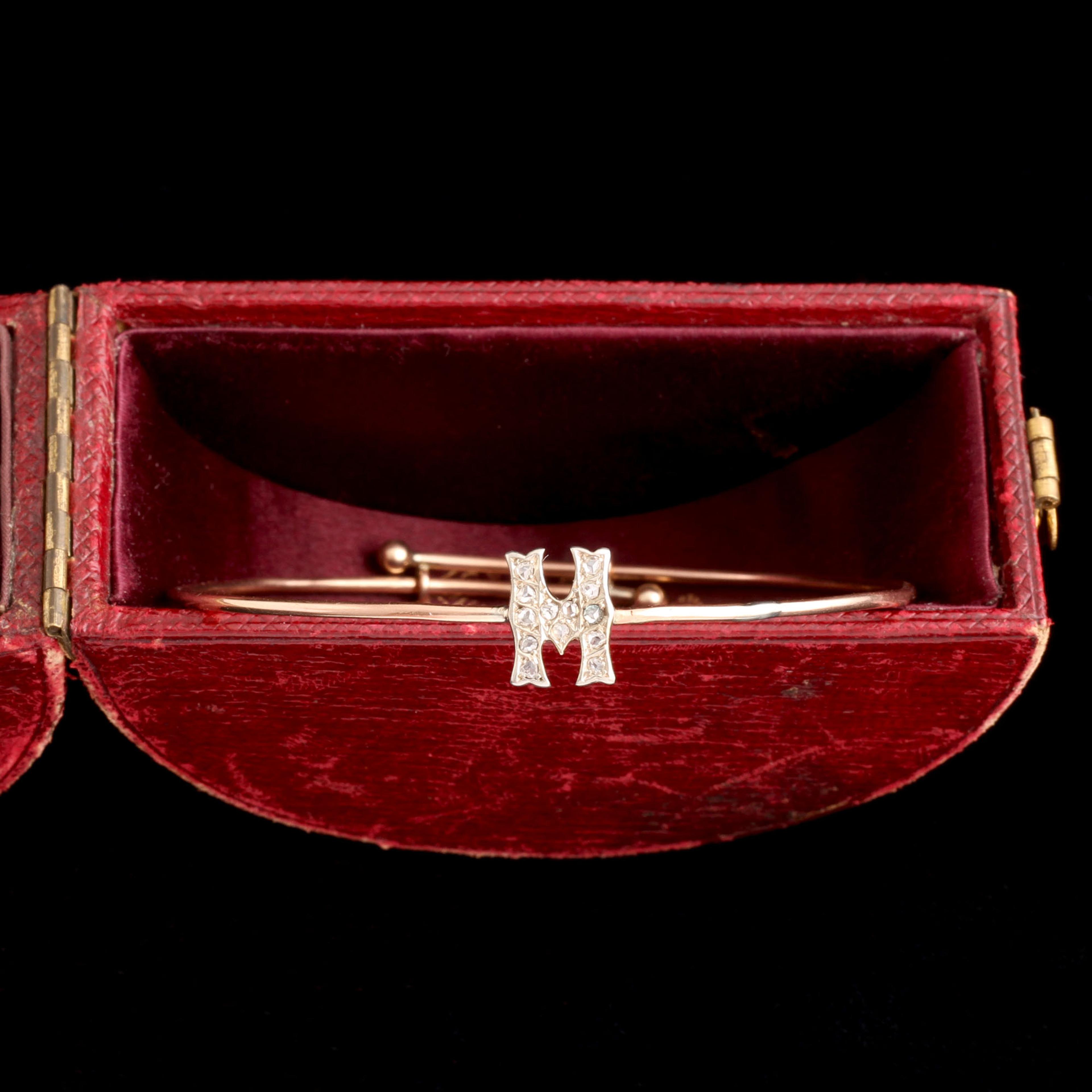 Victorian Diamond "M" Expandable Bangle