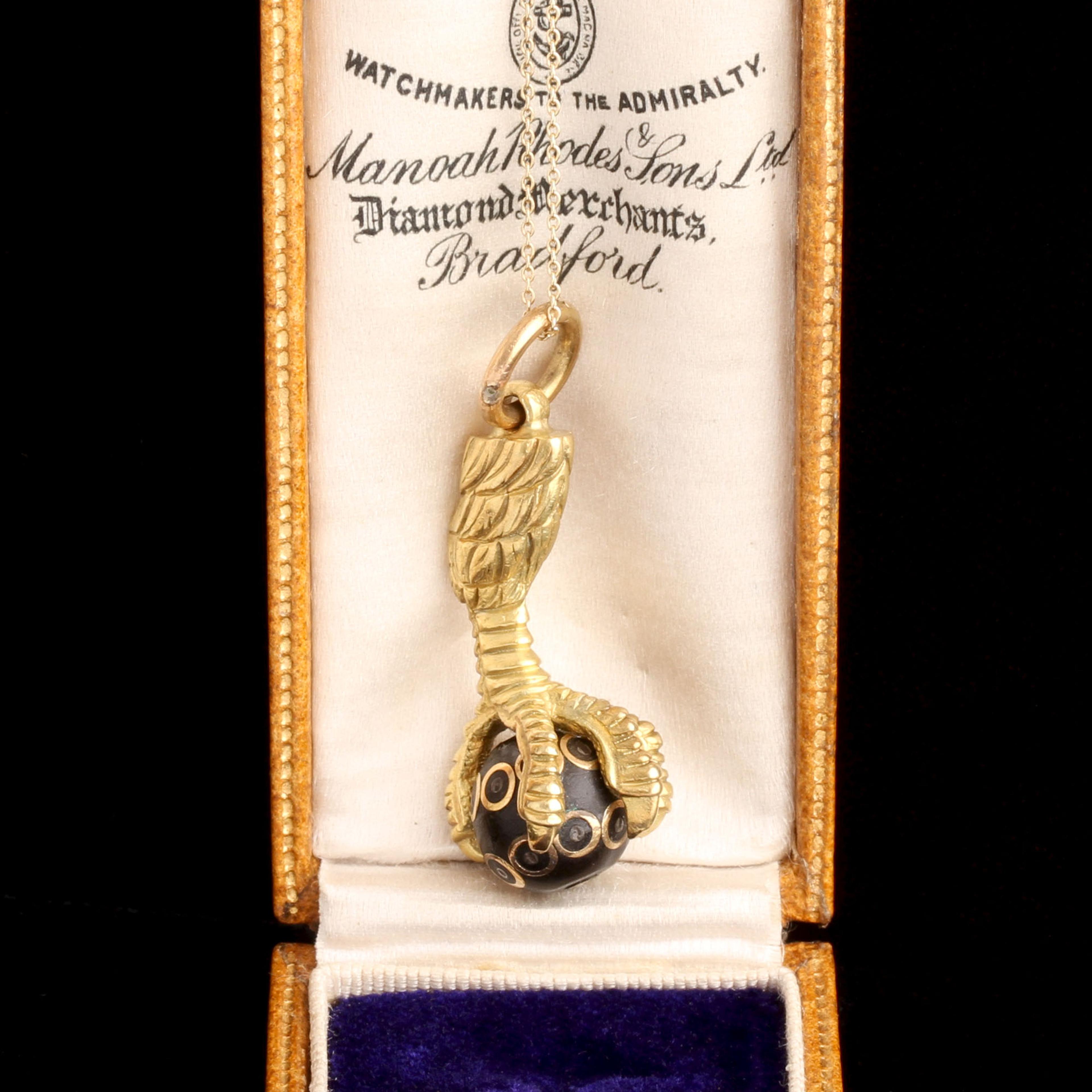 Victorian Gold Talon & Pique Ball Necklace