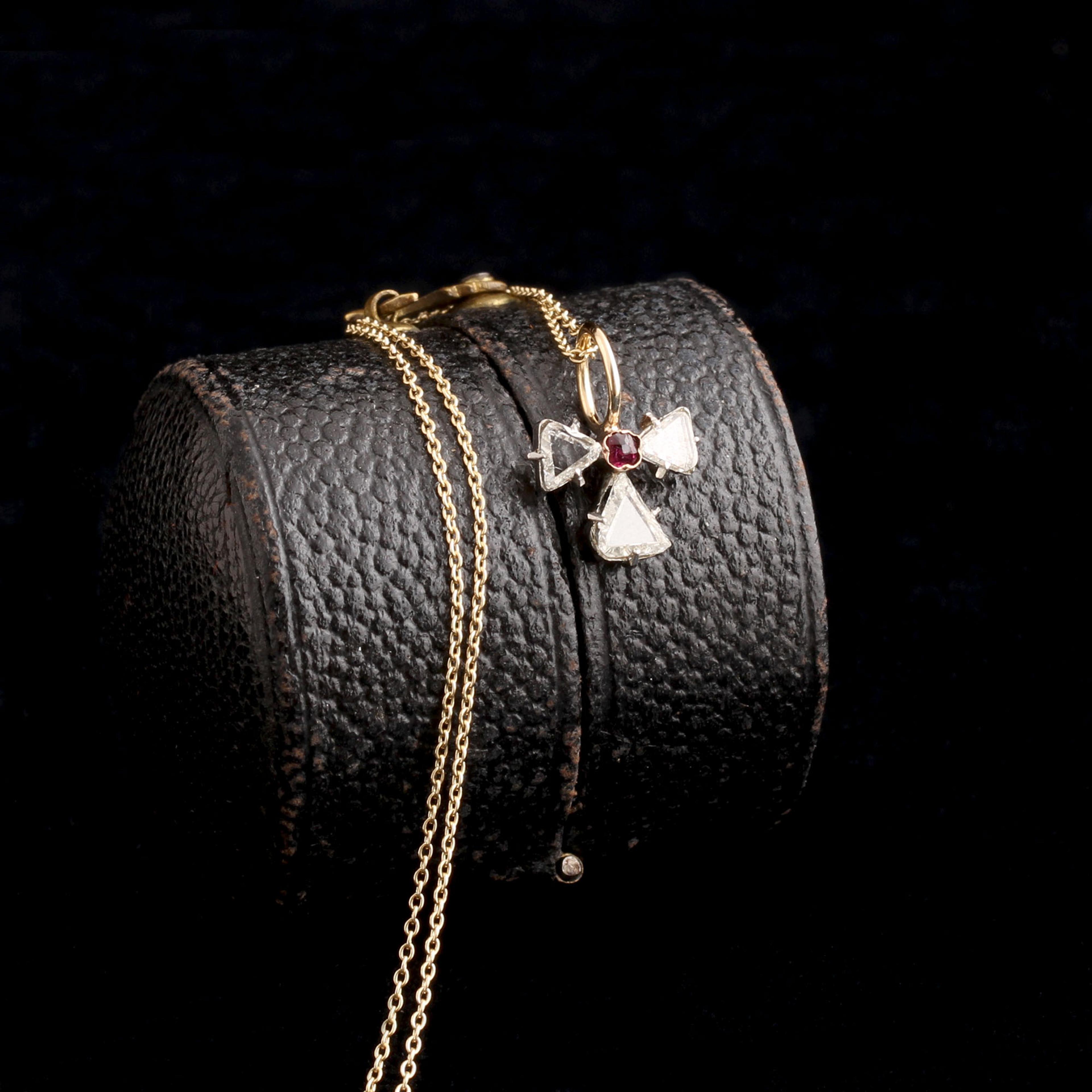 Detail of Edwardian Macle Diamond & Spinel Pendant