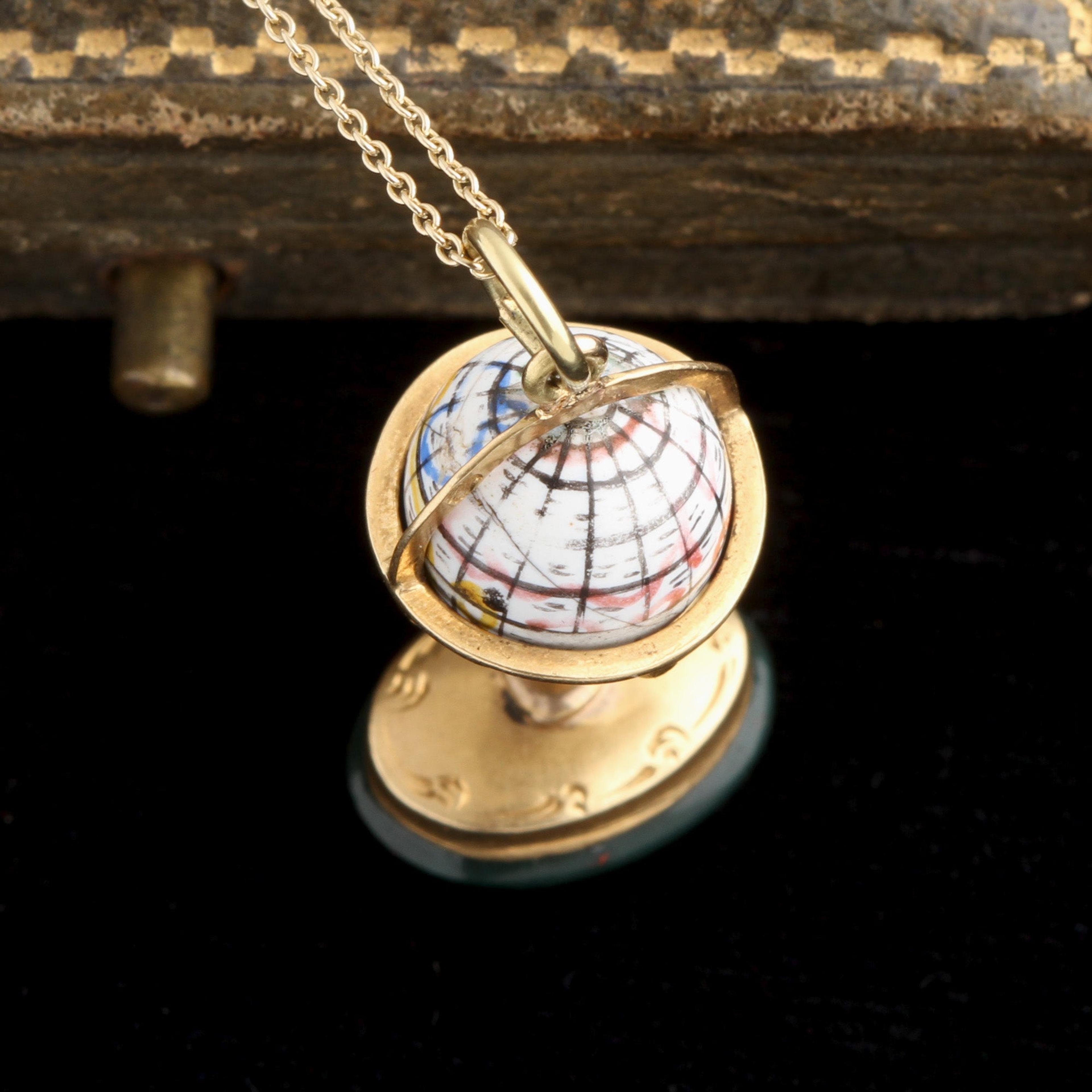 Detail of 19th Century French Enamel Globe Charm