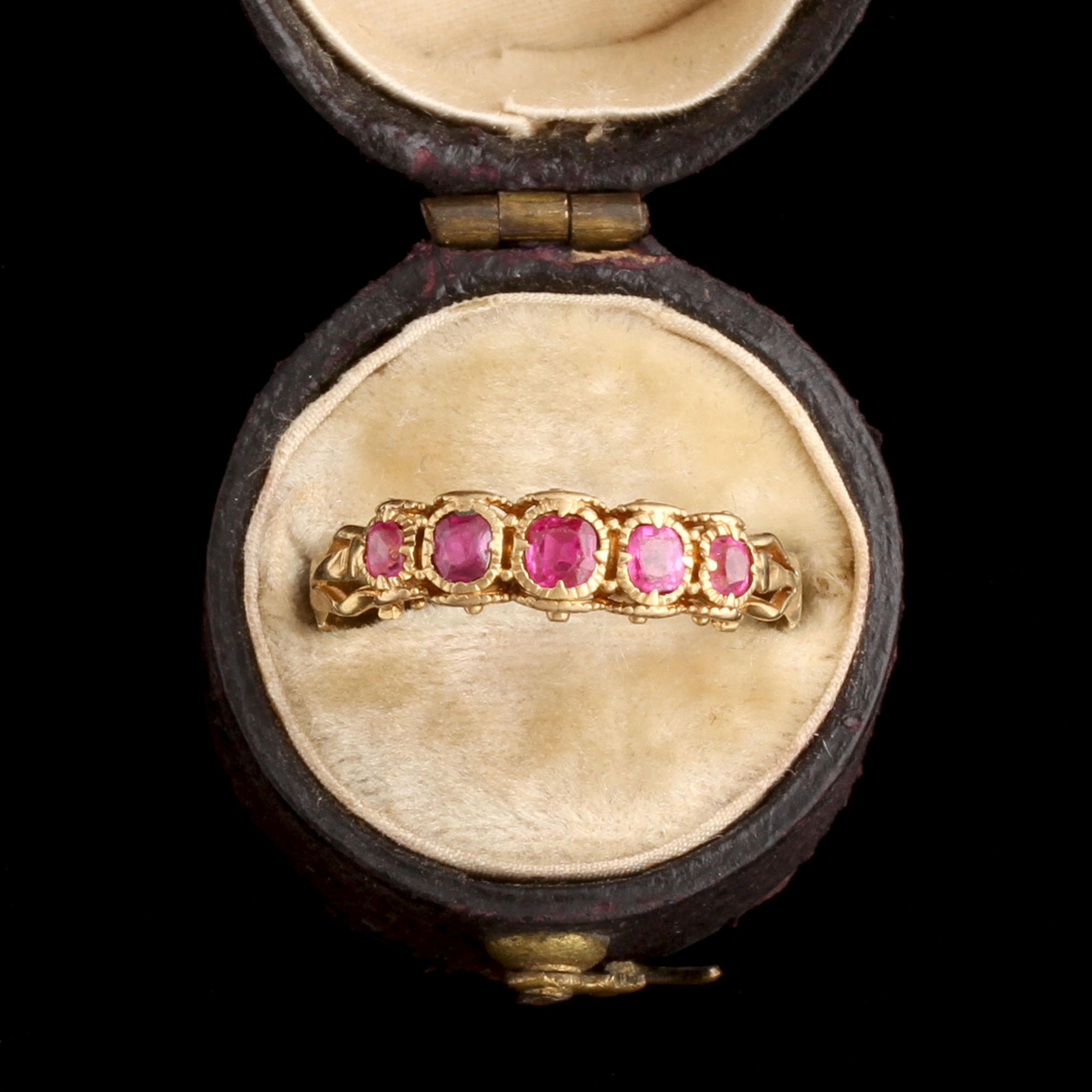 Detail of Victorian Archaeological Style Ruby Ring