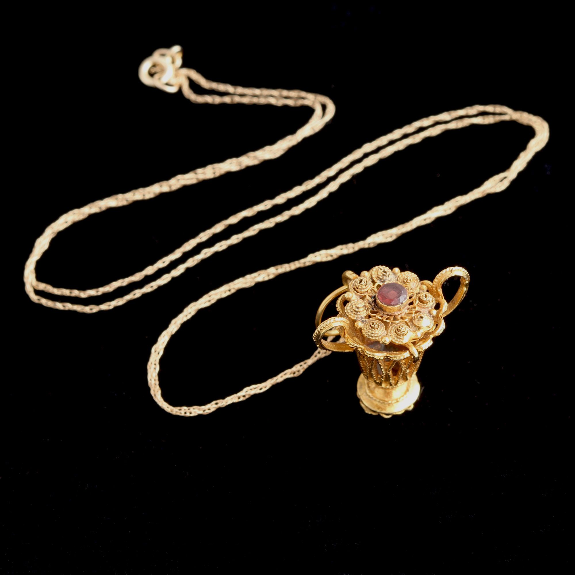Victorian Filigree Urn Pendant