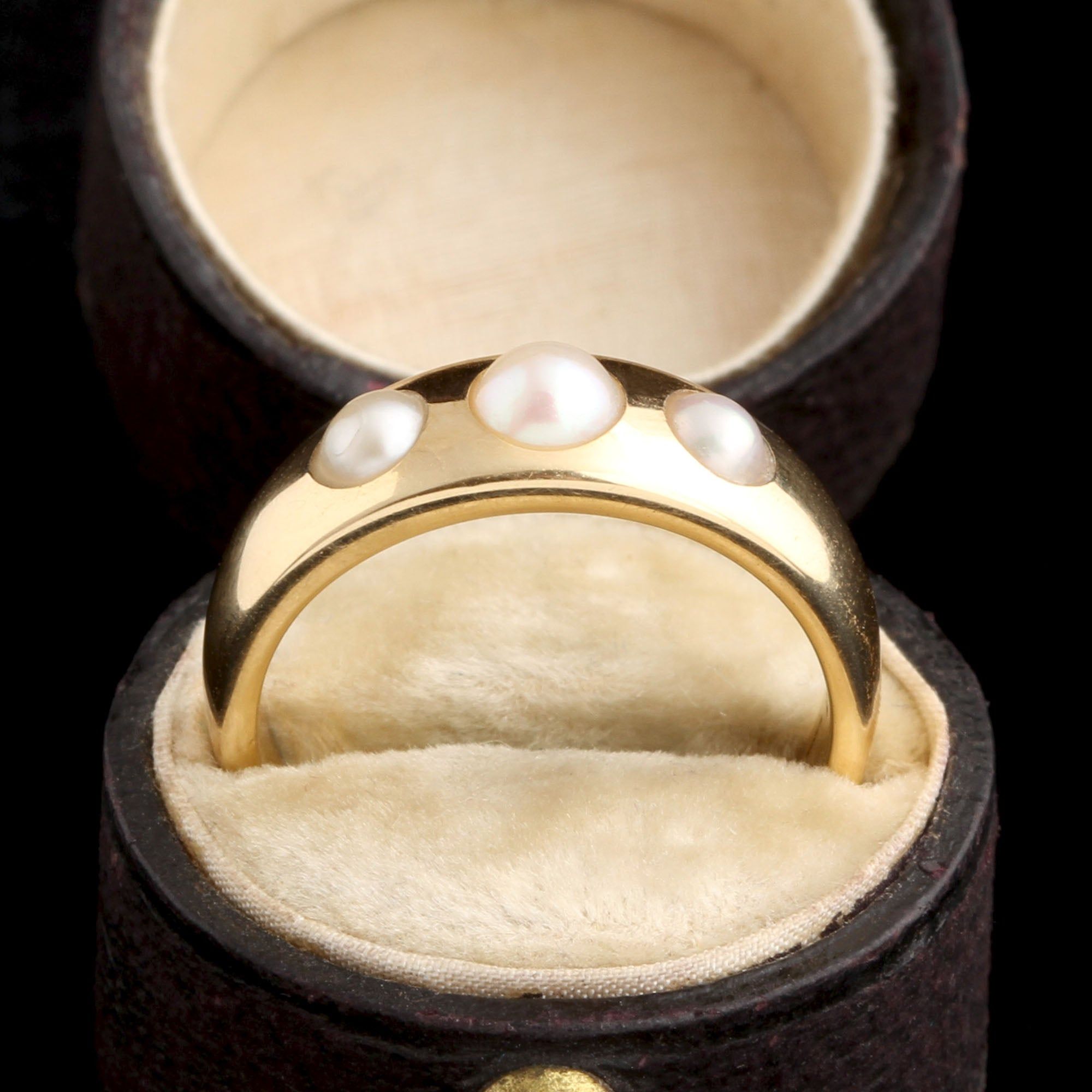 Victorian Burnished Pearl Three Stone Ring