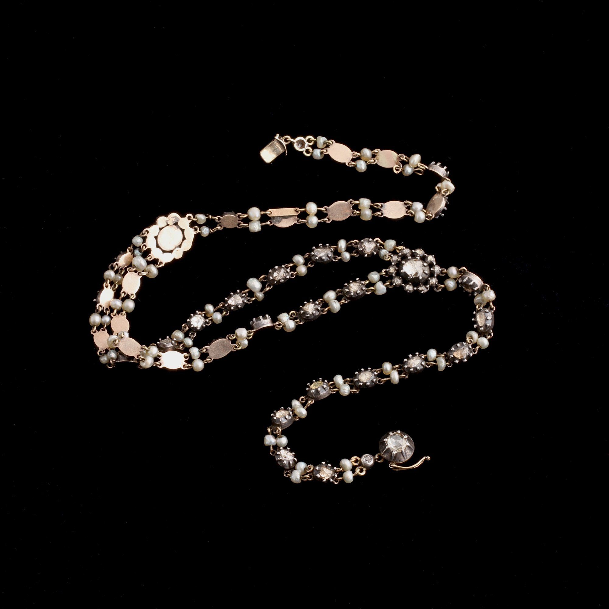Georgian Diamond & Pearl Collar
