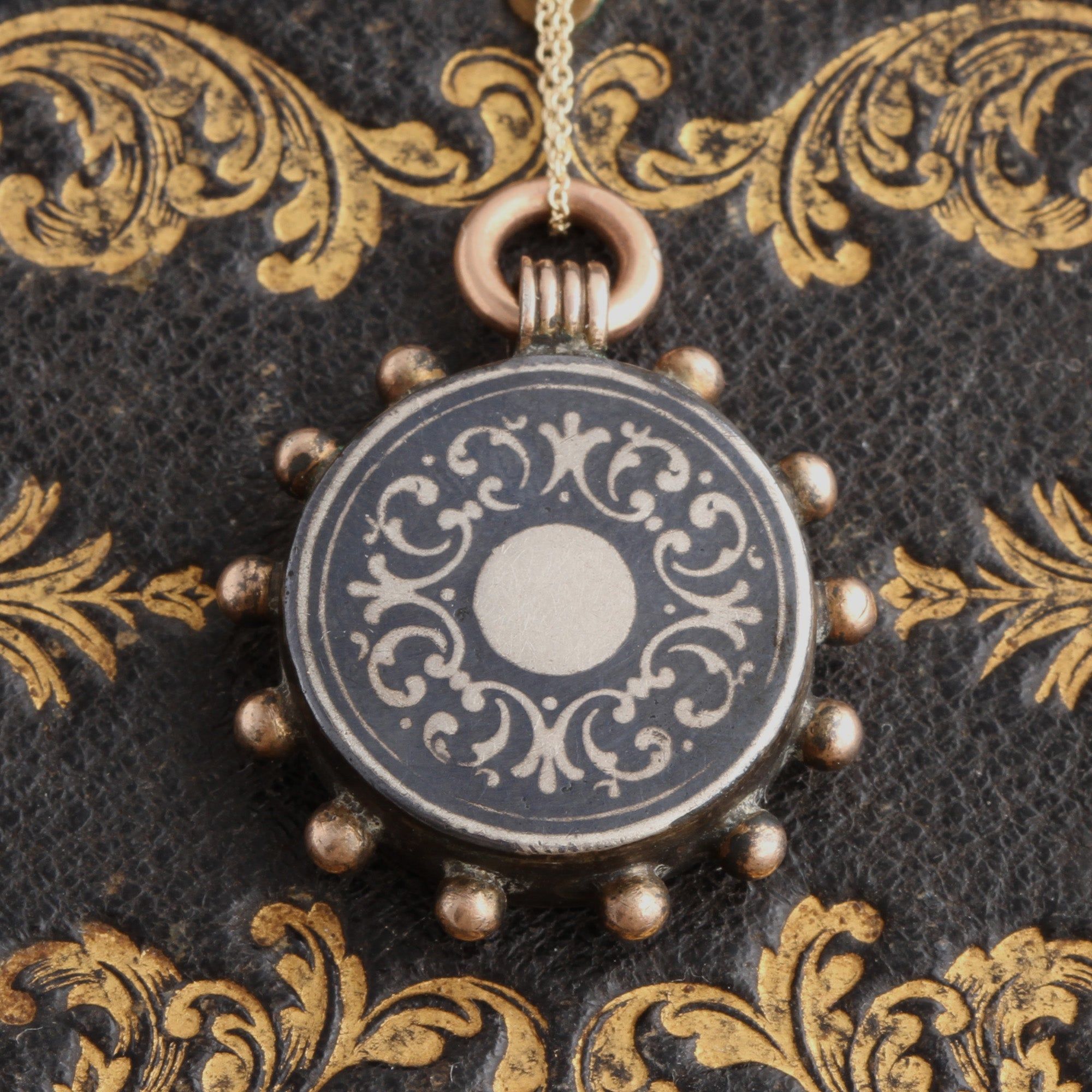 19th Century Niello Compass Necklace