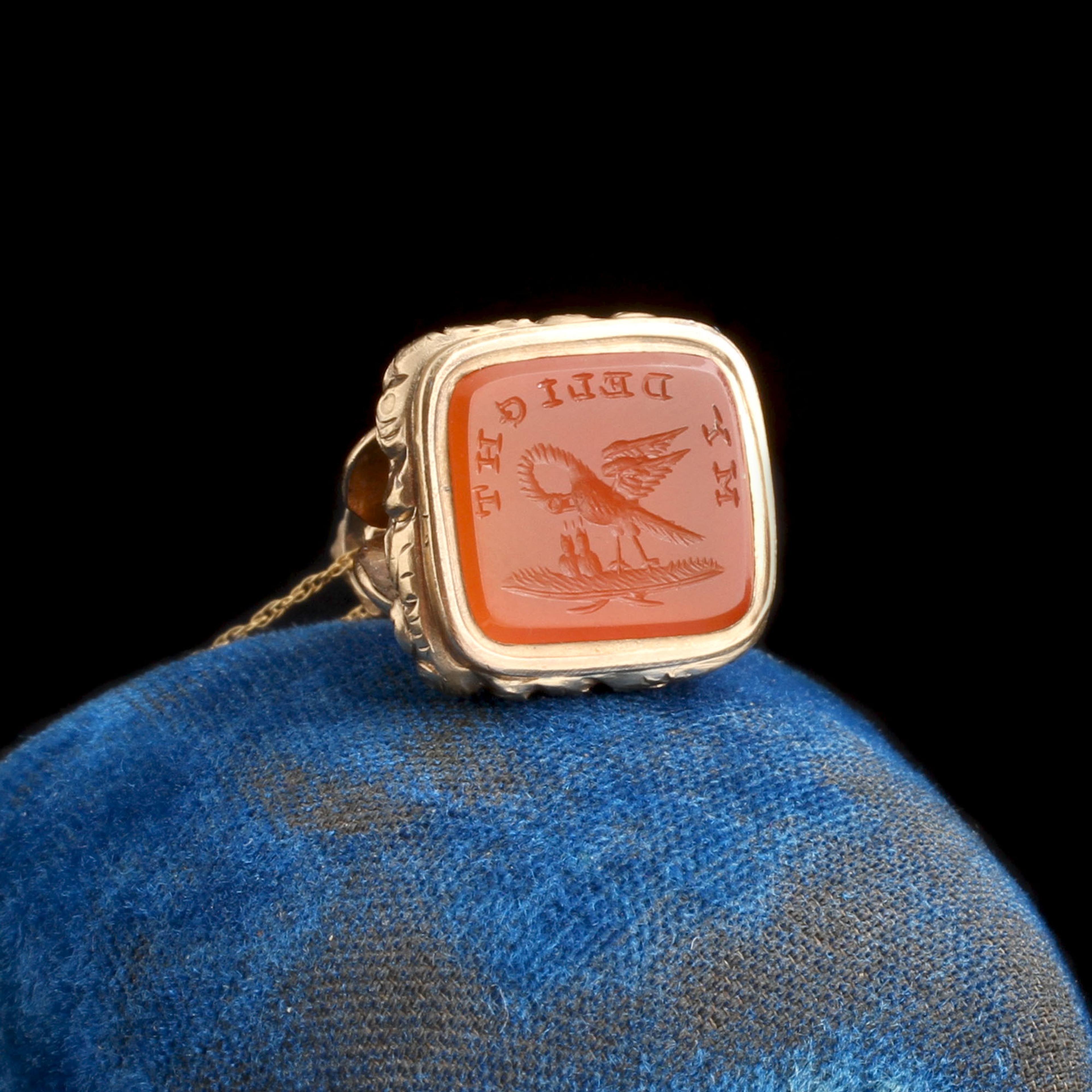 Early Victorian The Pelican in Her Piety Wax Seal Necklace