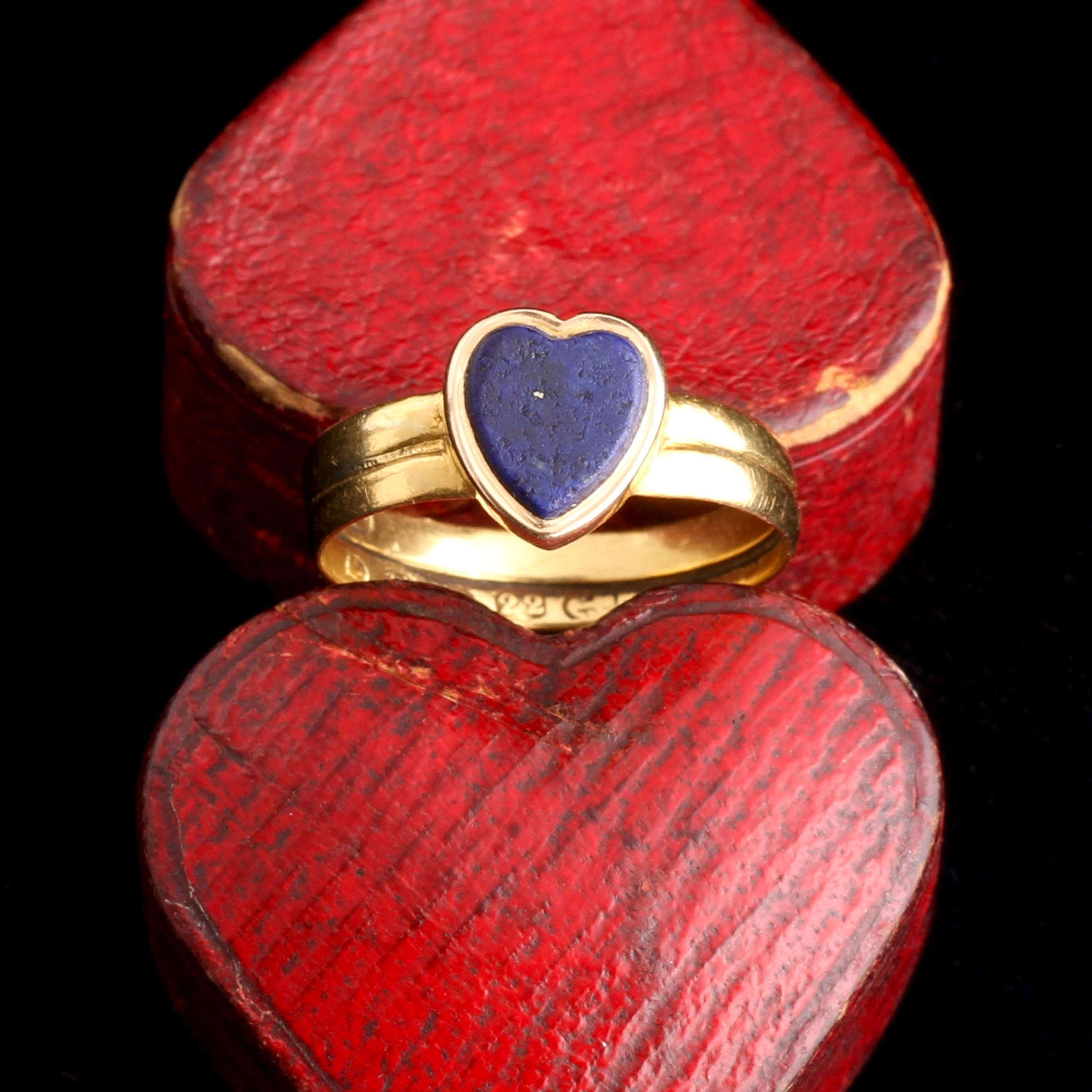 Victorian Lapis Heart Double Banded Ring