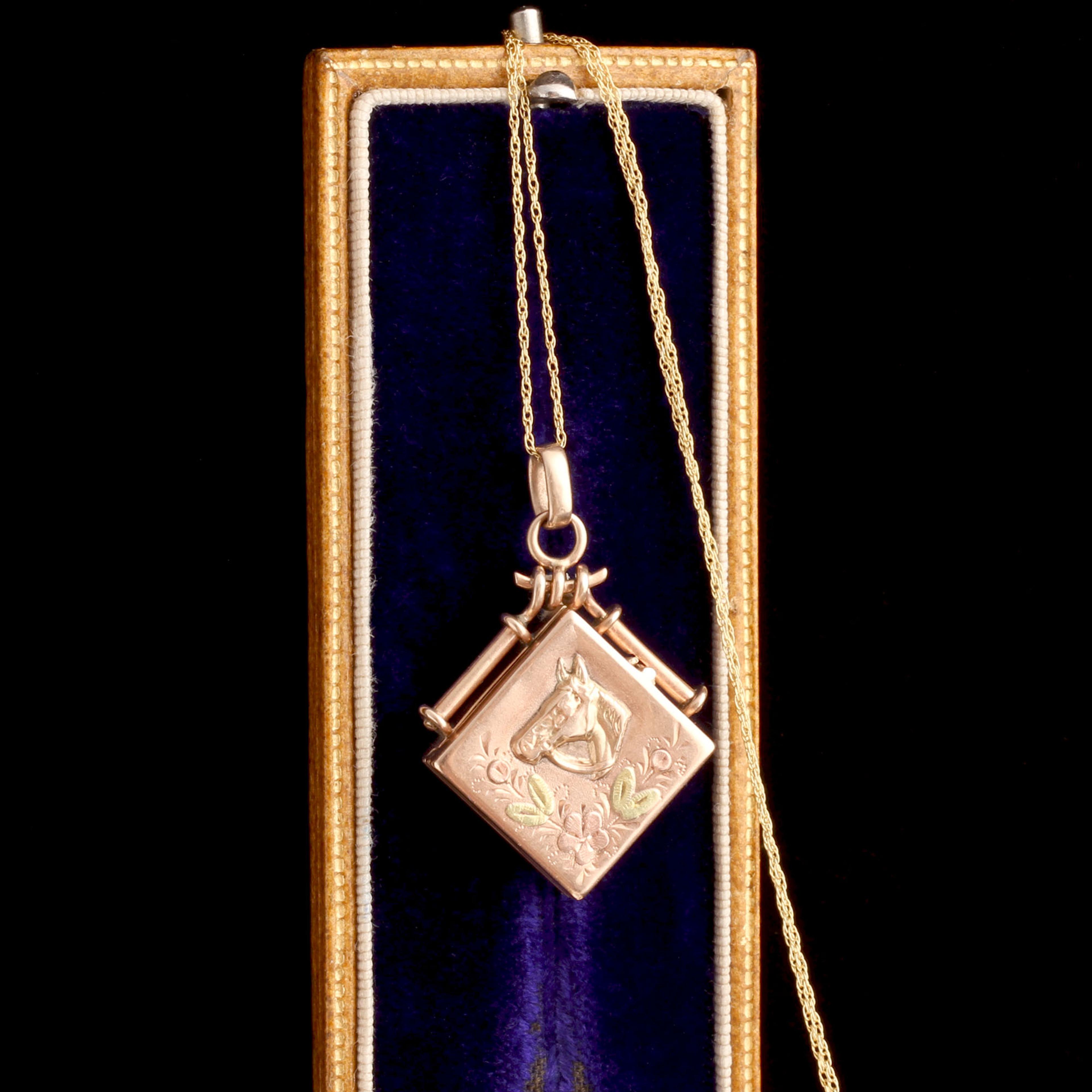 Edwardian Tricolor Gold Horse Locket