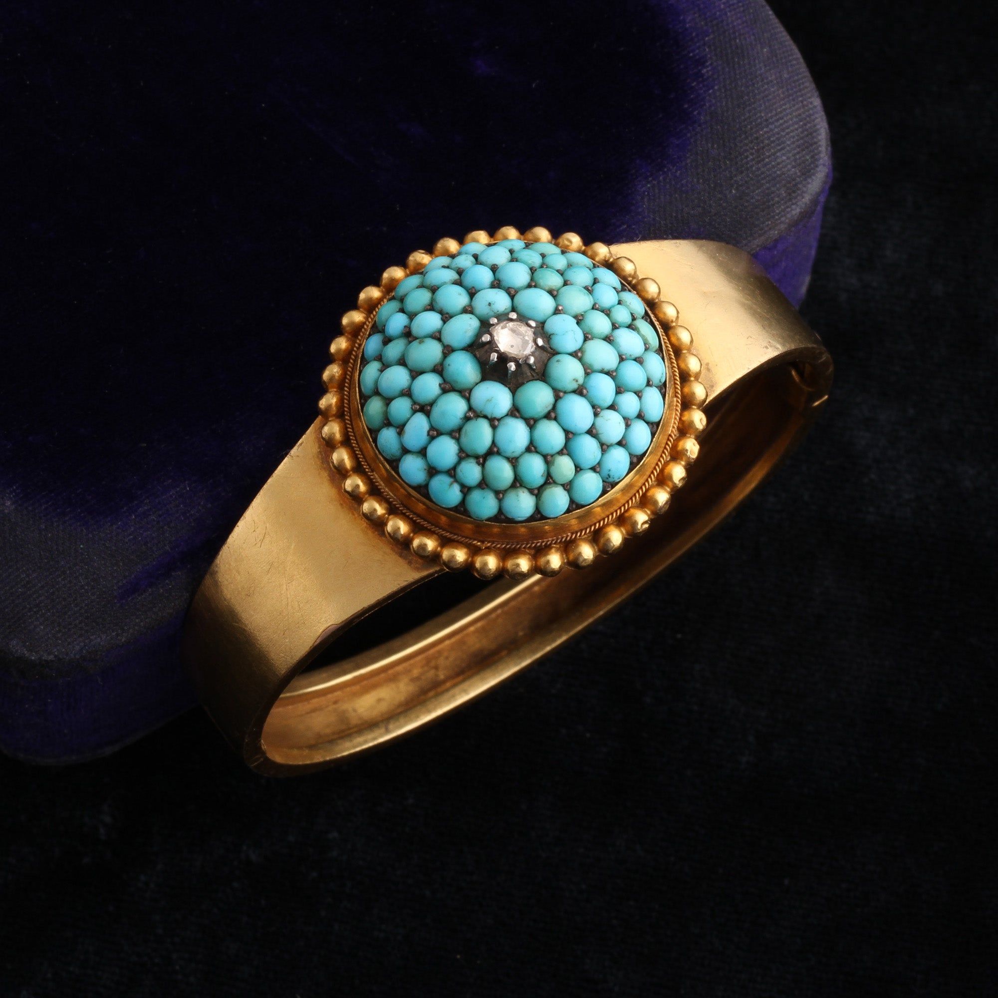 Victorian Turquoise Pavé & Diamond Bombé Bracelet