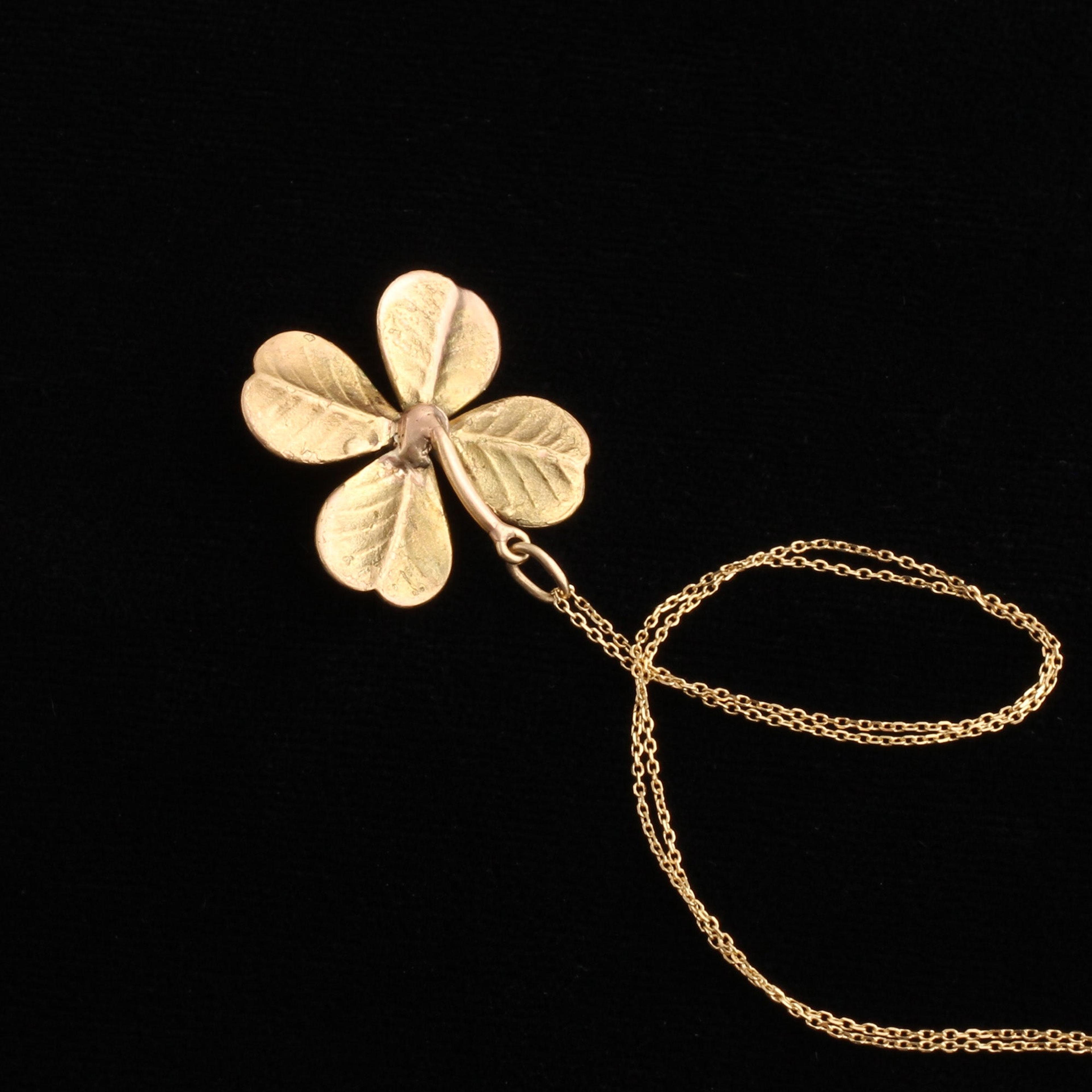 Back Detail of Late Victorian Four Leaf Clover Pendant