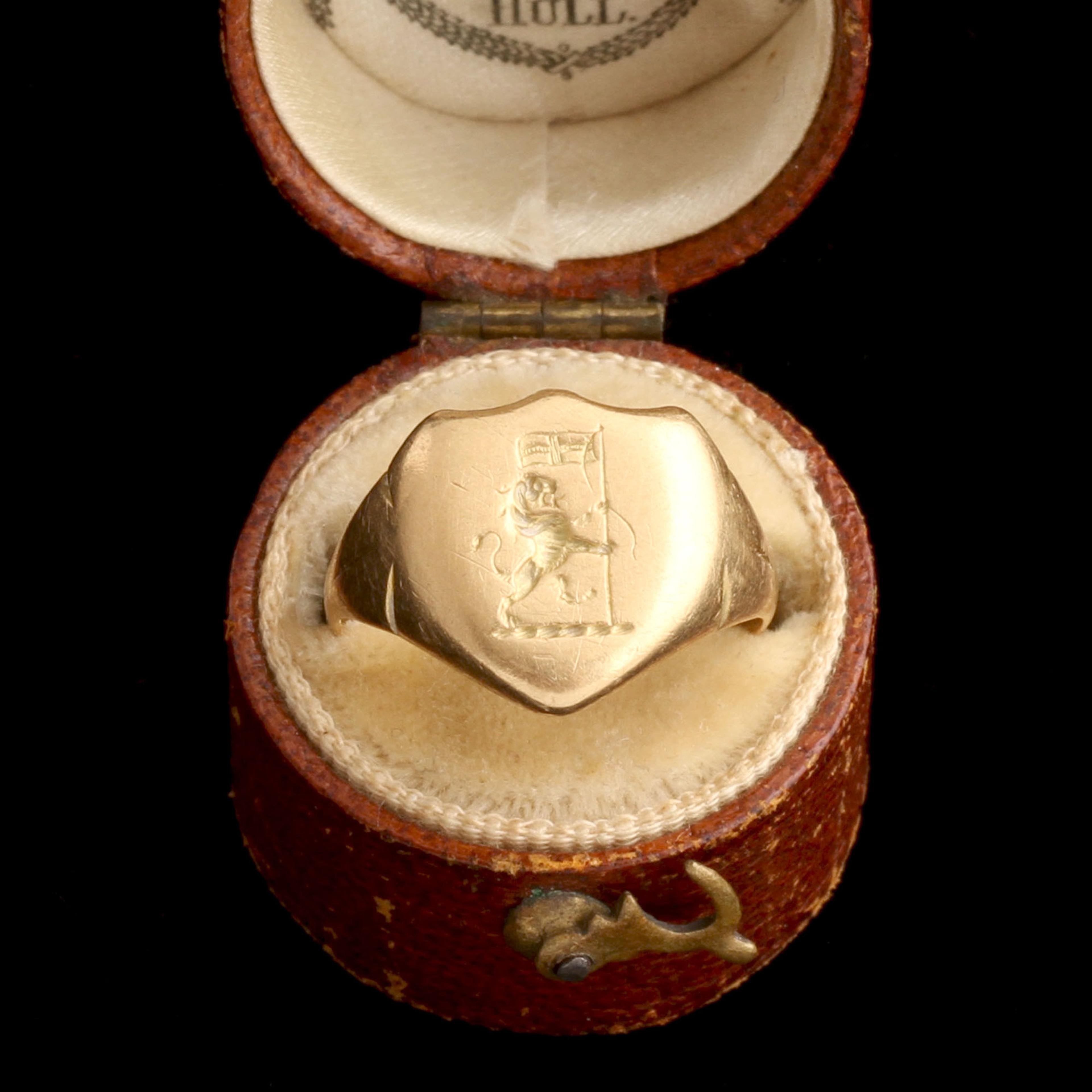 Edwardian Lion Rampant & Standard Signet Ring
