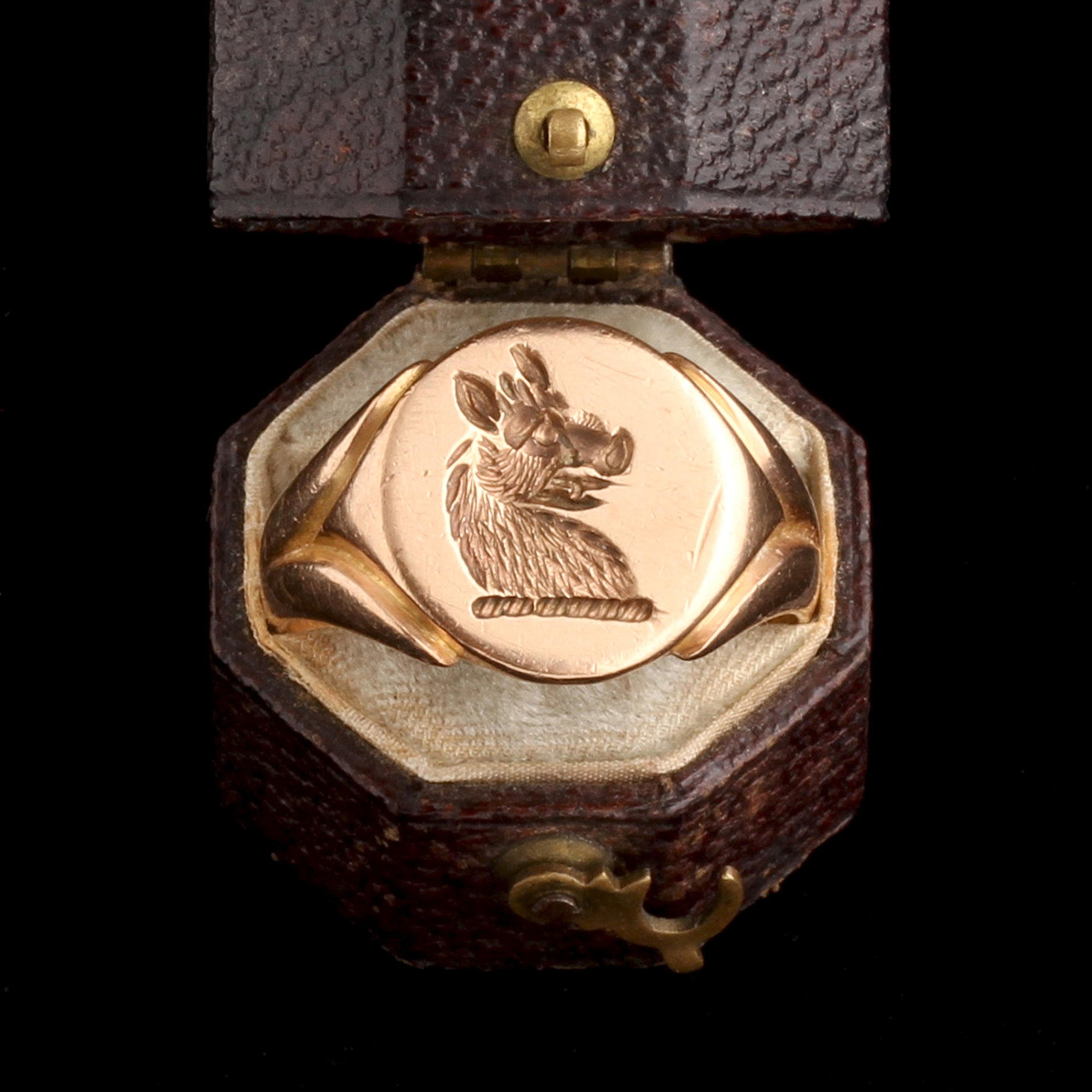 Edwardian Heraldic Boar Signet Ring