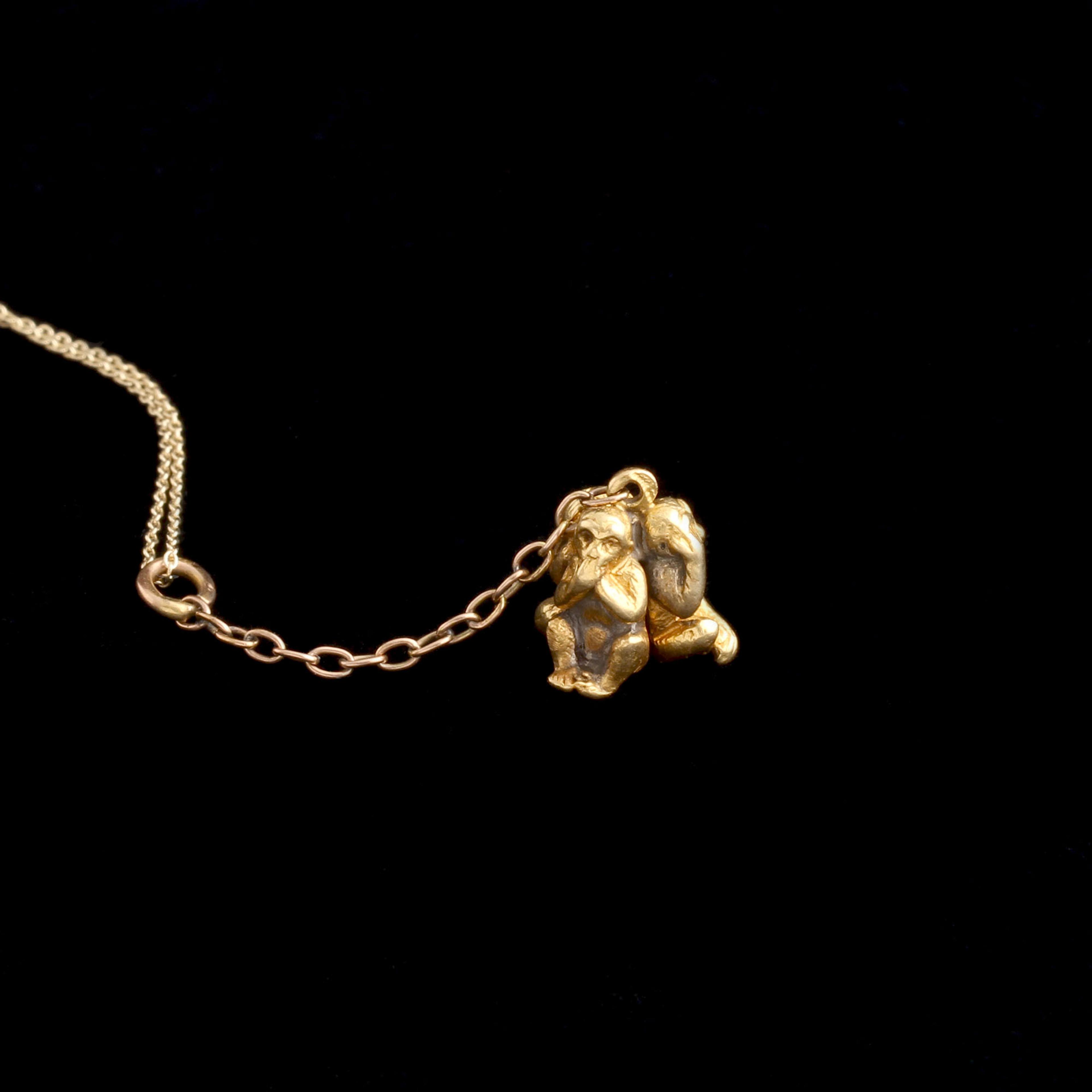 1920s See, Hear, Speak No Evil Necklace