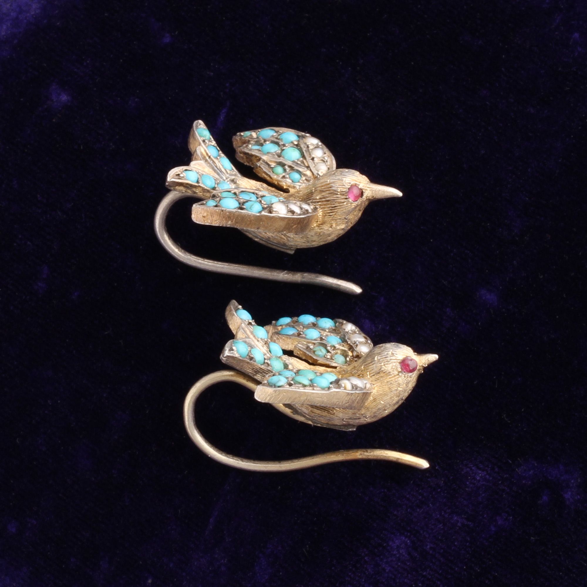 Victorian Gem Studded Bird Earrings