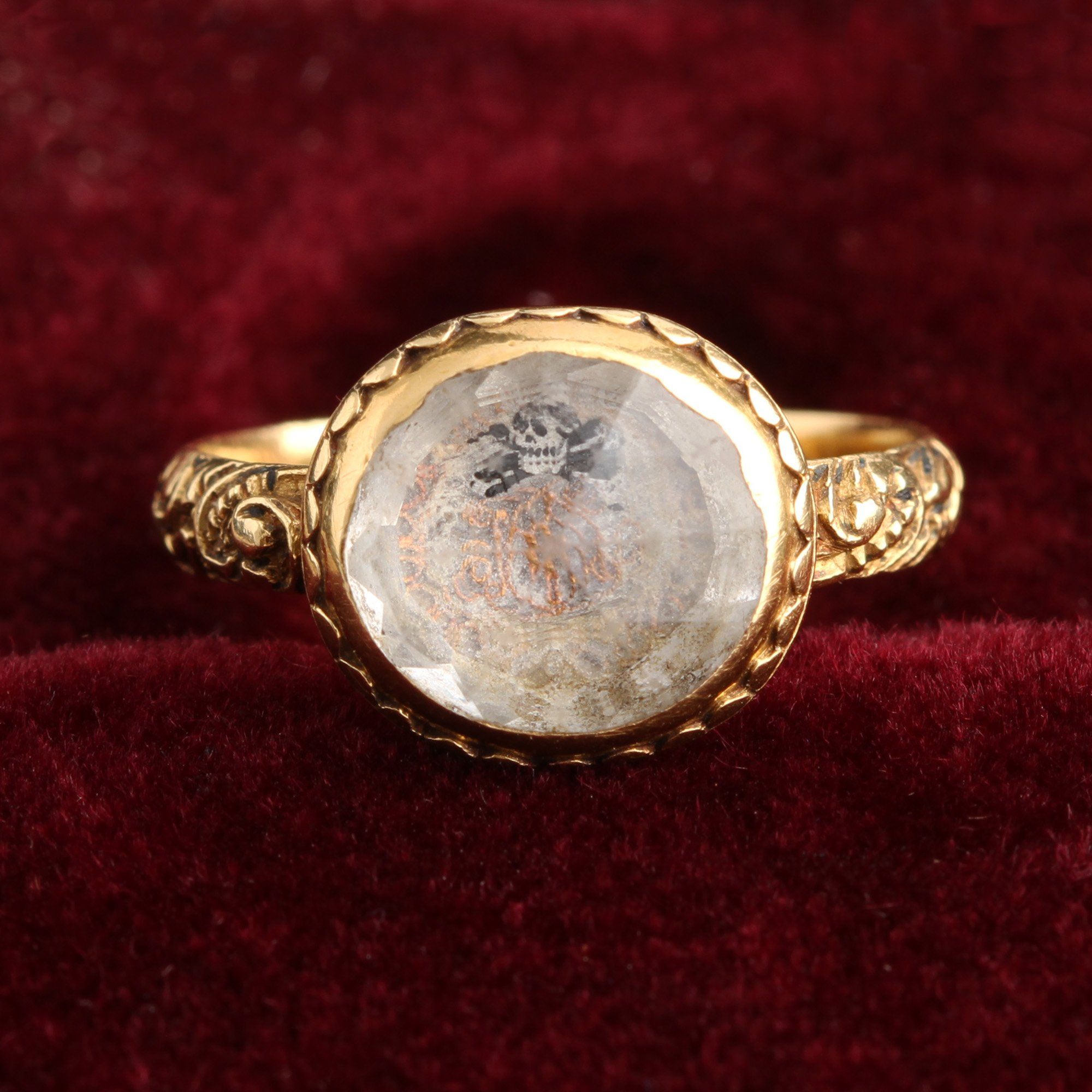 High carat gold stuart crystal mourning ring, c. 1680, from the EWJ archives.