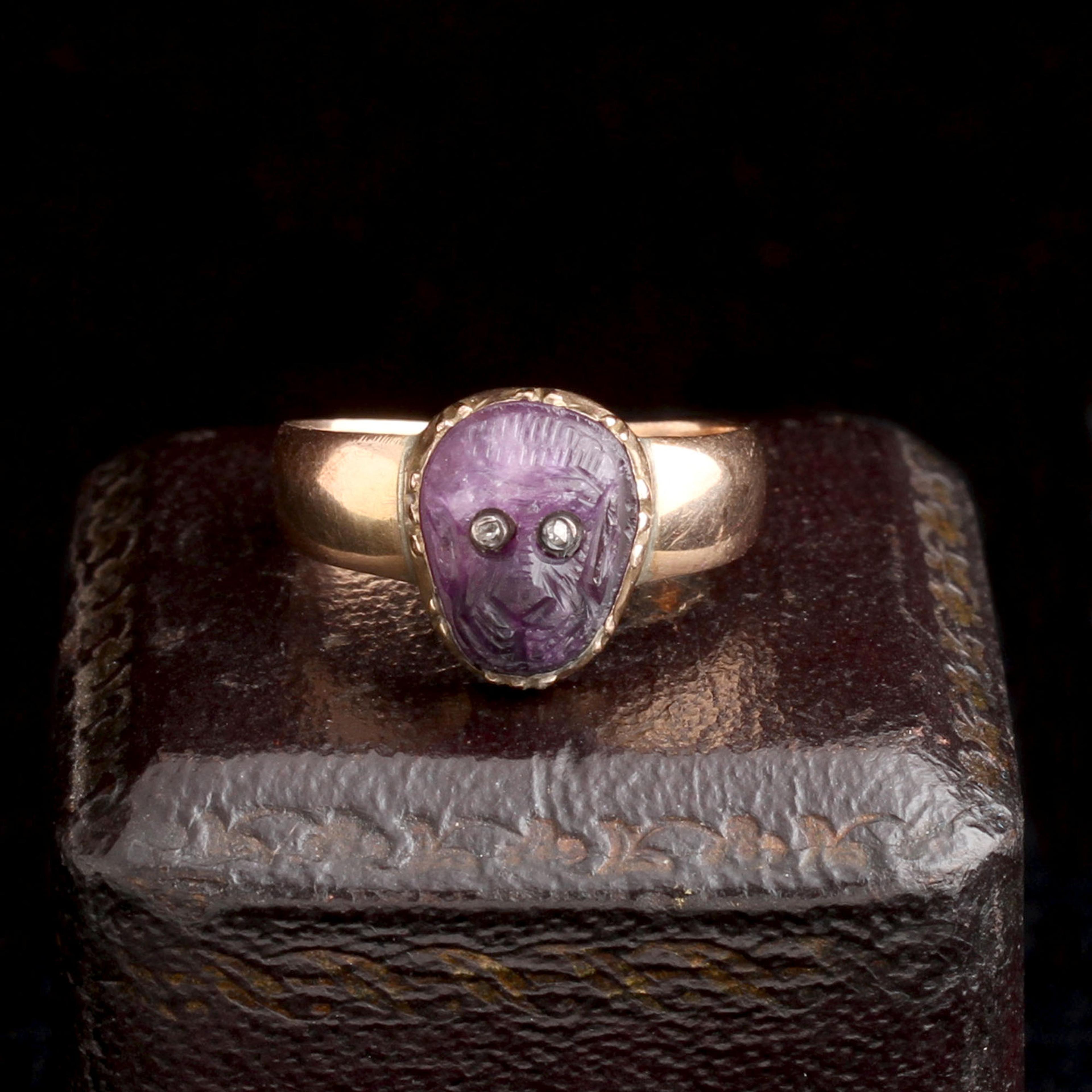 Georgian Amethyst Monkey Ring