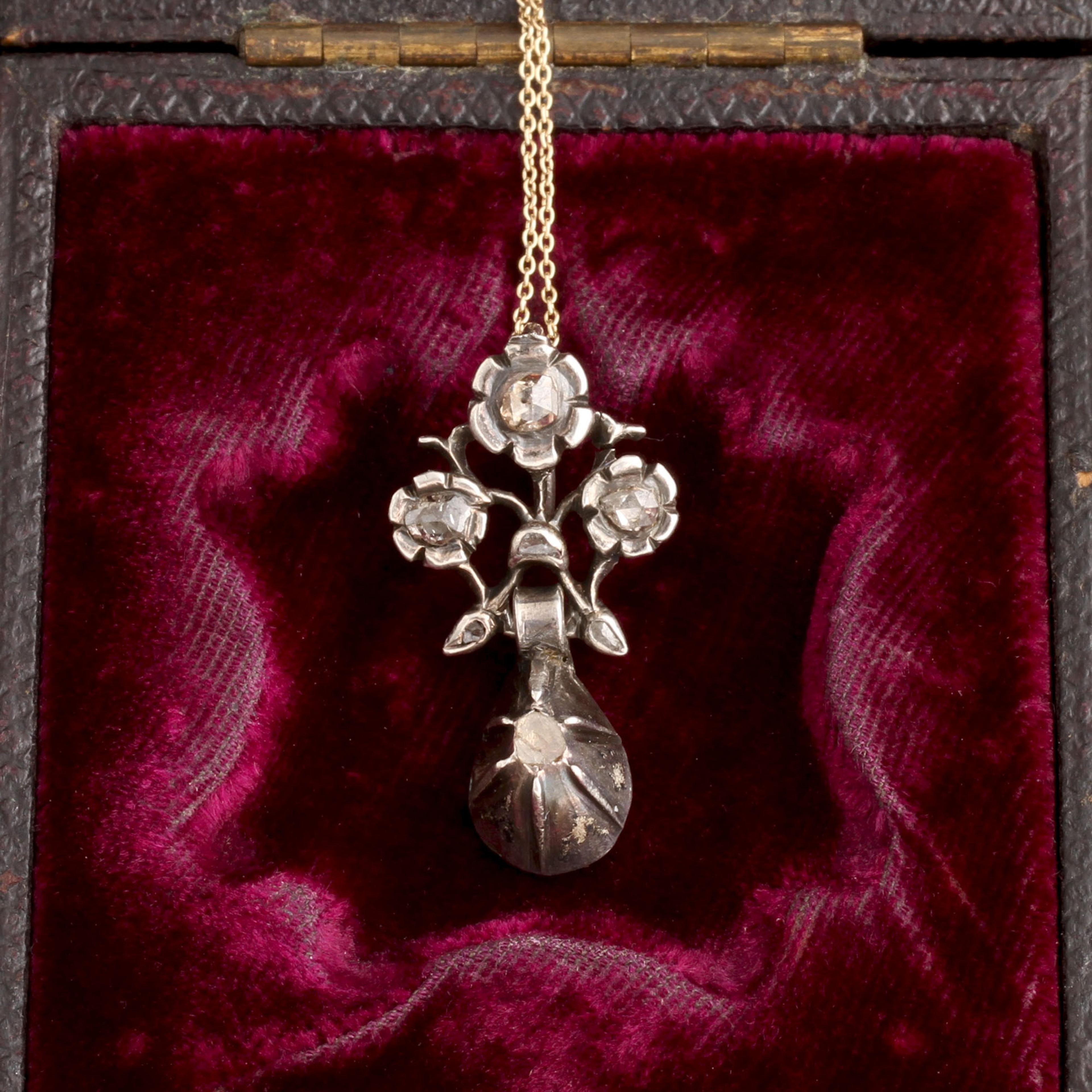 Georgian Spray of Flowers Diamond Pendant
