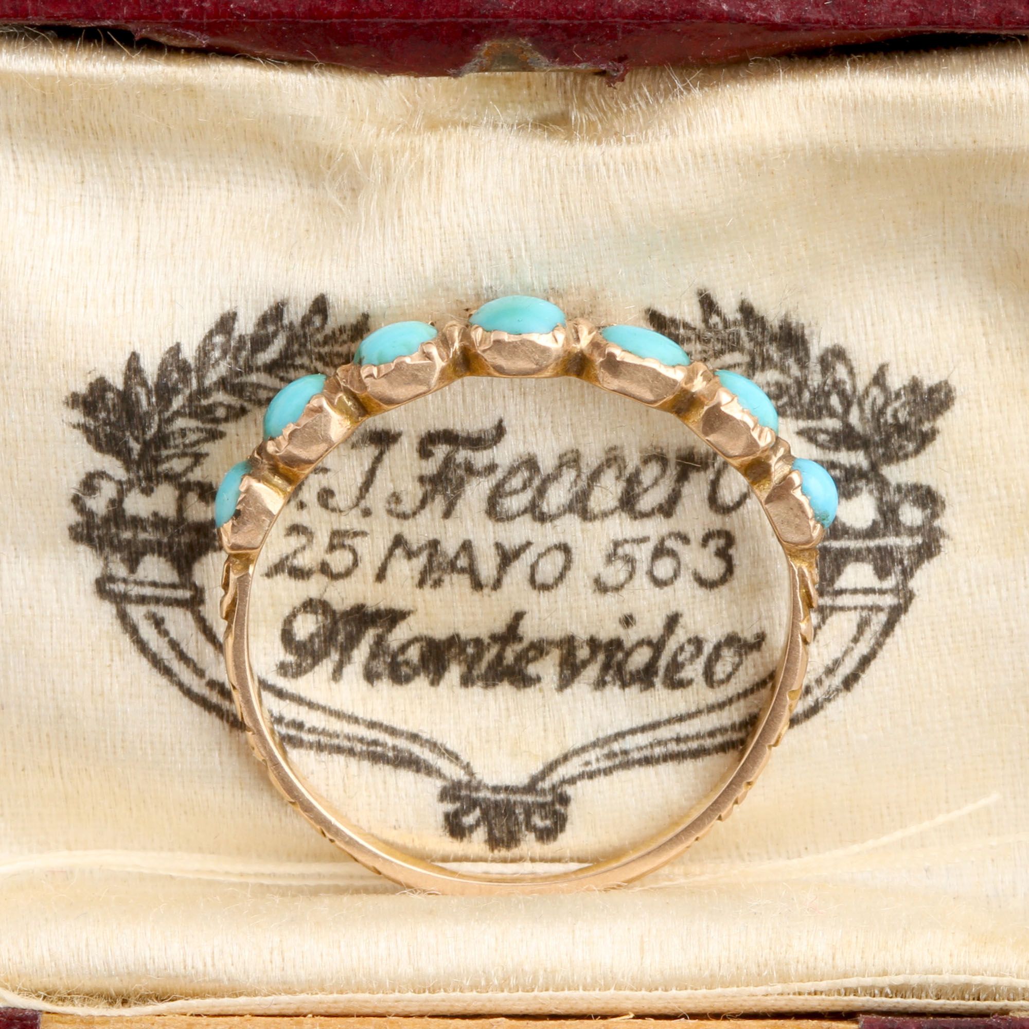 Georgian Turquoise Half Hoop Ring