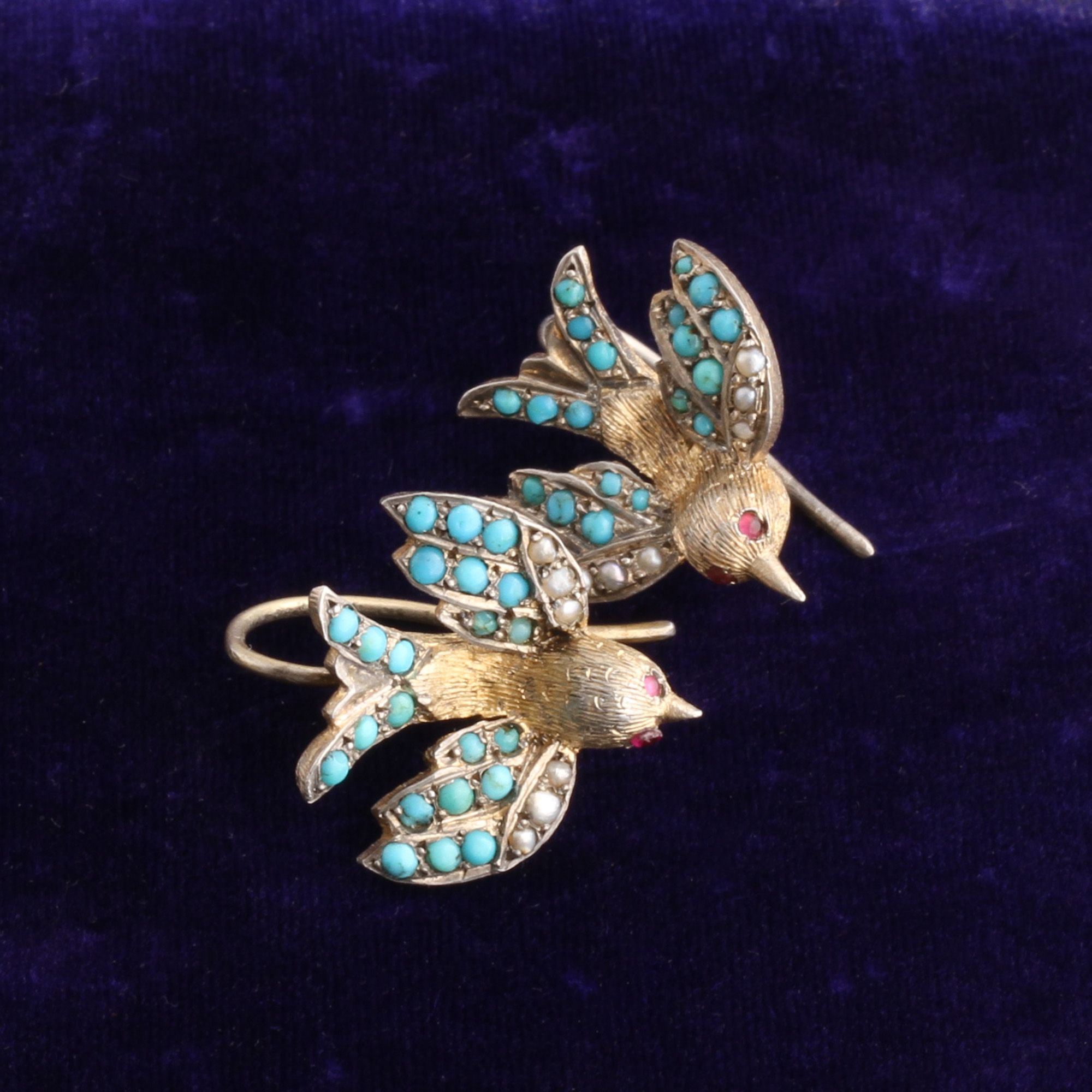 Victorian Gem Studded Bird Earrings