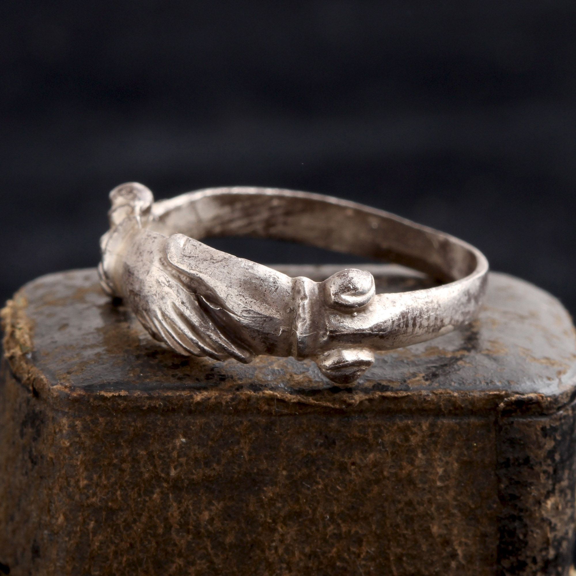 Early 18th Century Silver Fede Ring