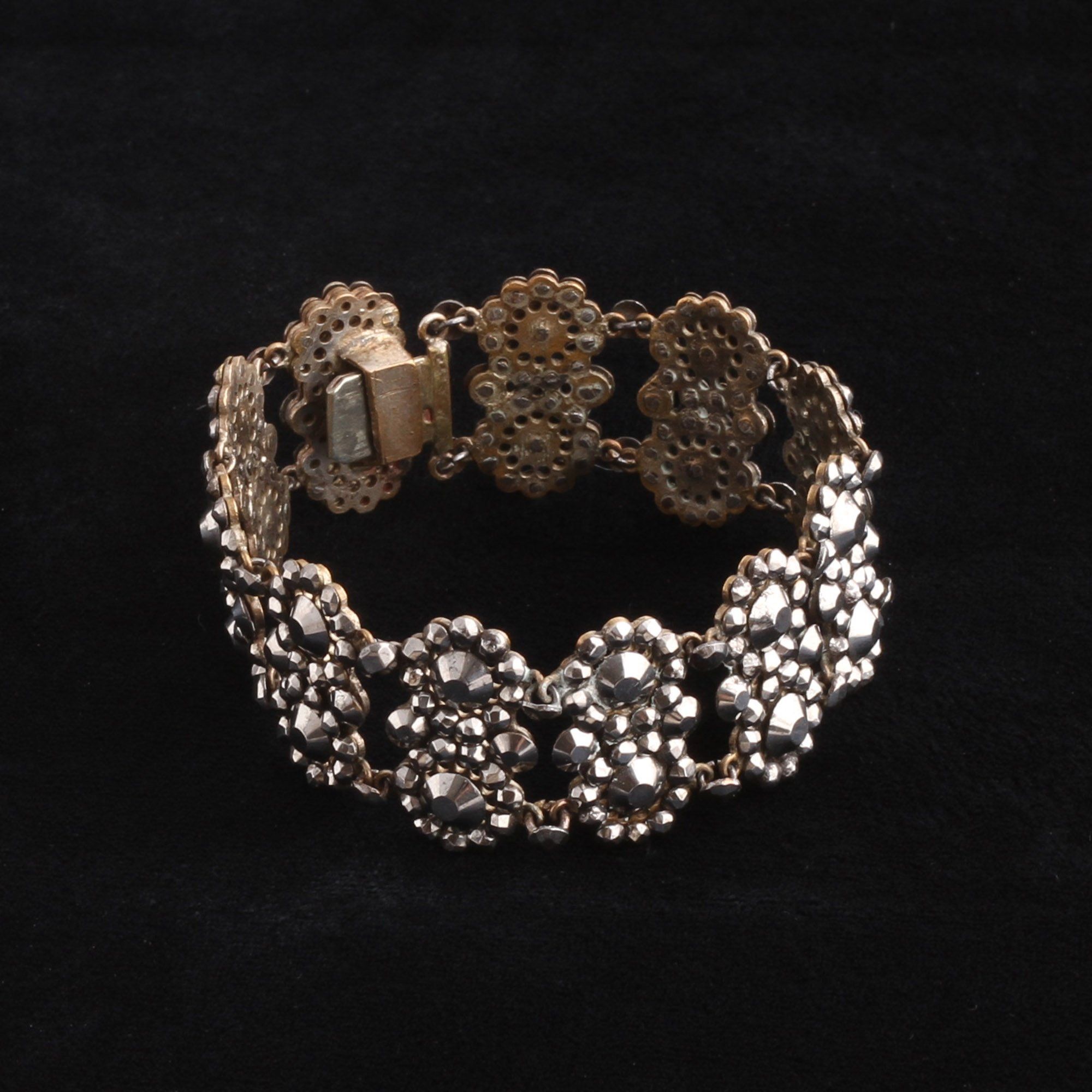 Georgian Double Cluster Cut Steel Bracelet