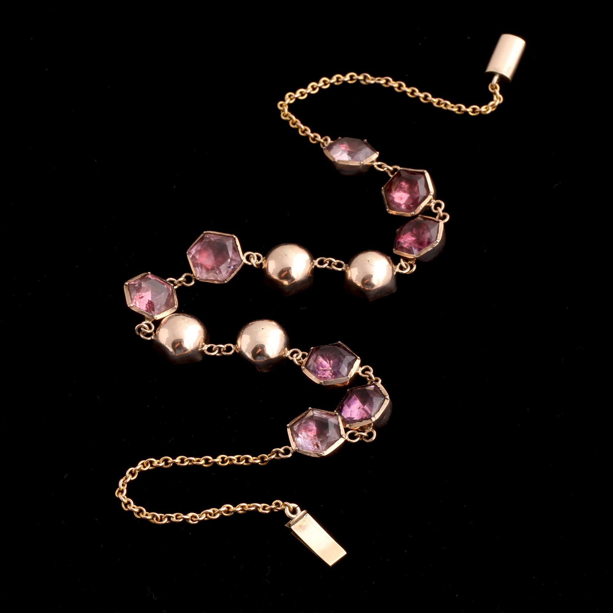 Early Victorian Amethyst Hexagons Necklace