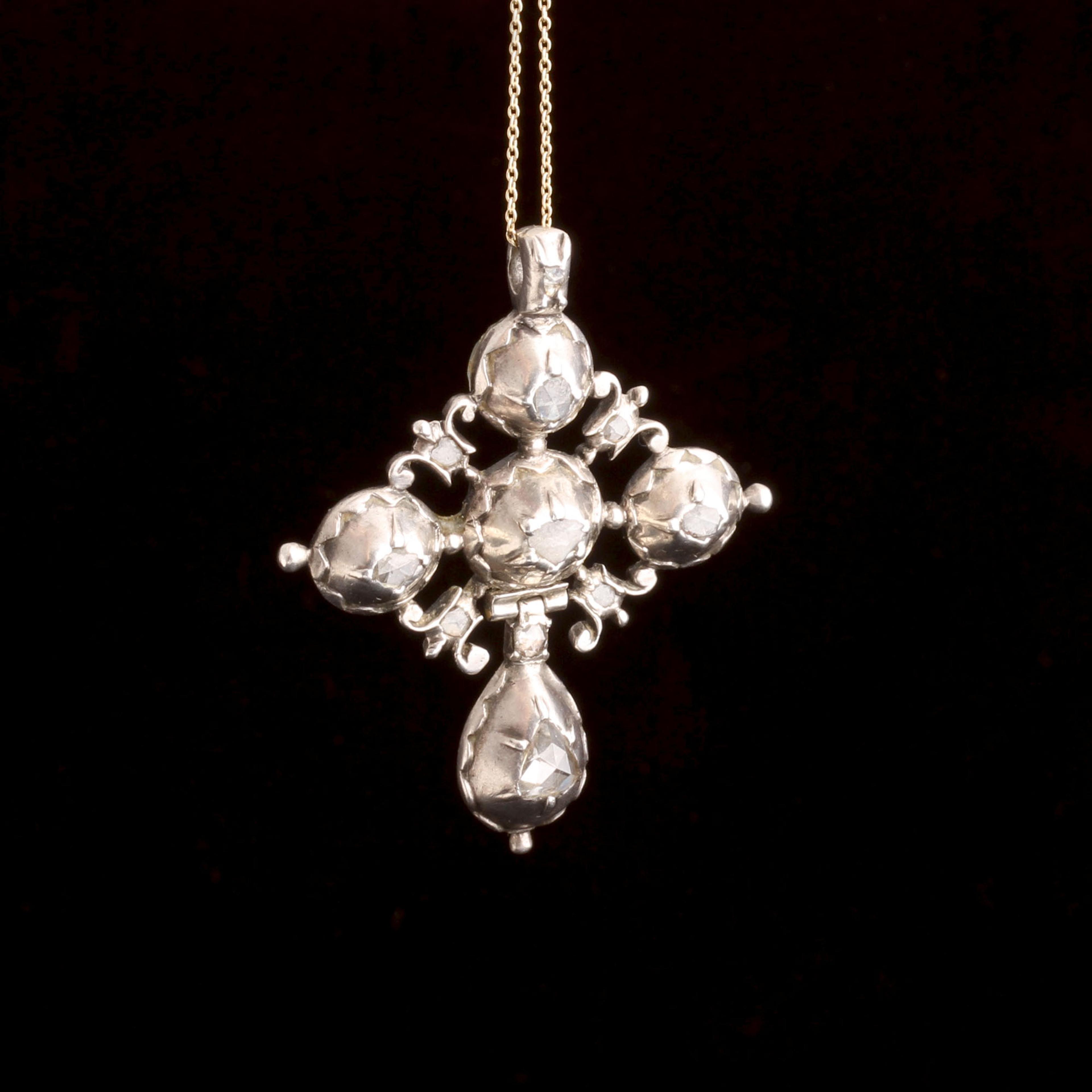 Early 19th Century Rose Cut Diamond & Crystal Croix de Saint Lo