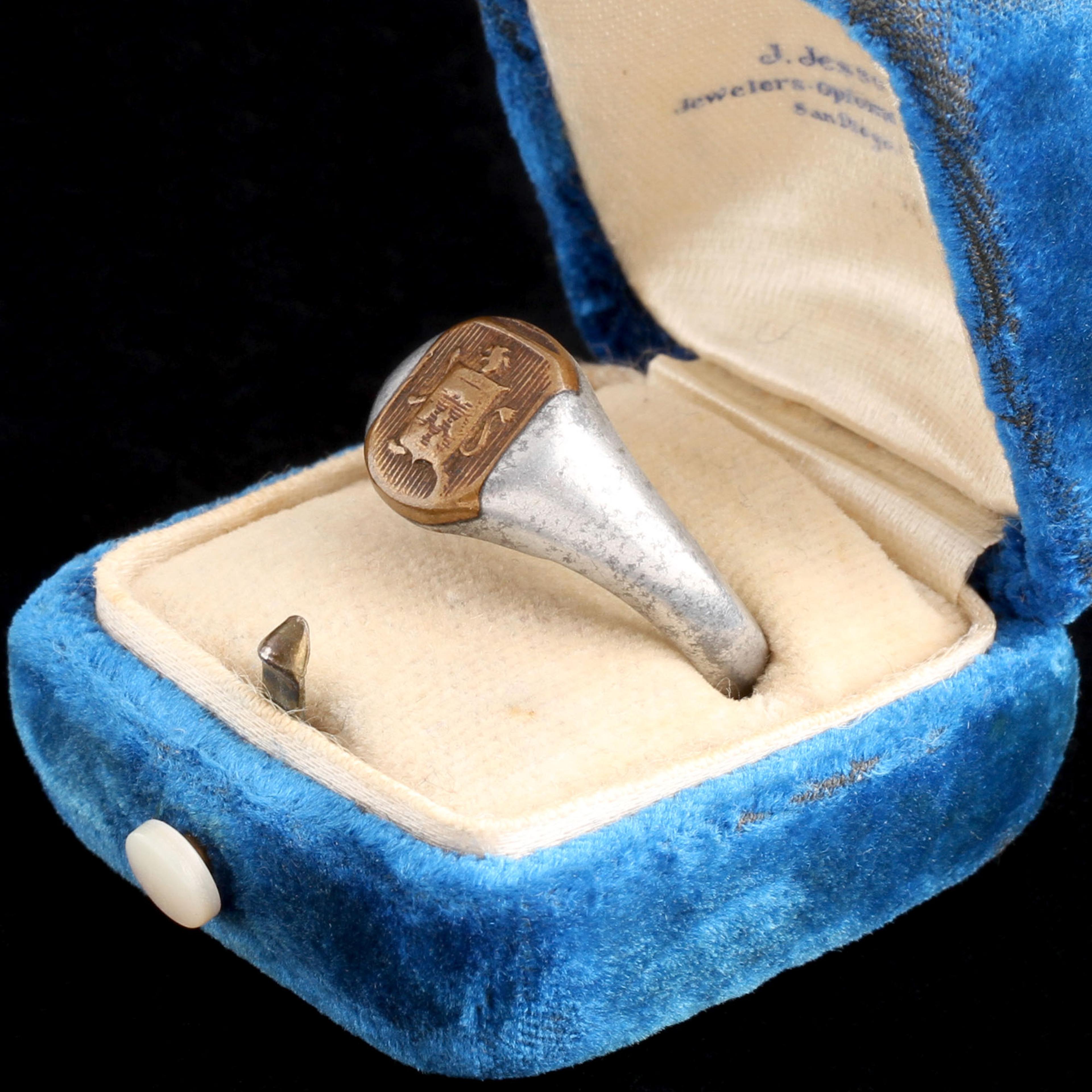 WWI Era Heraldic Lion & Shield Trench Art Ring