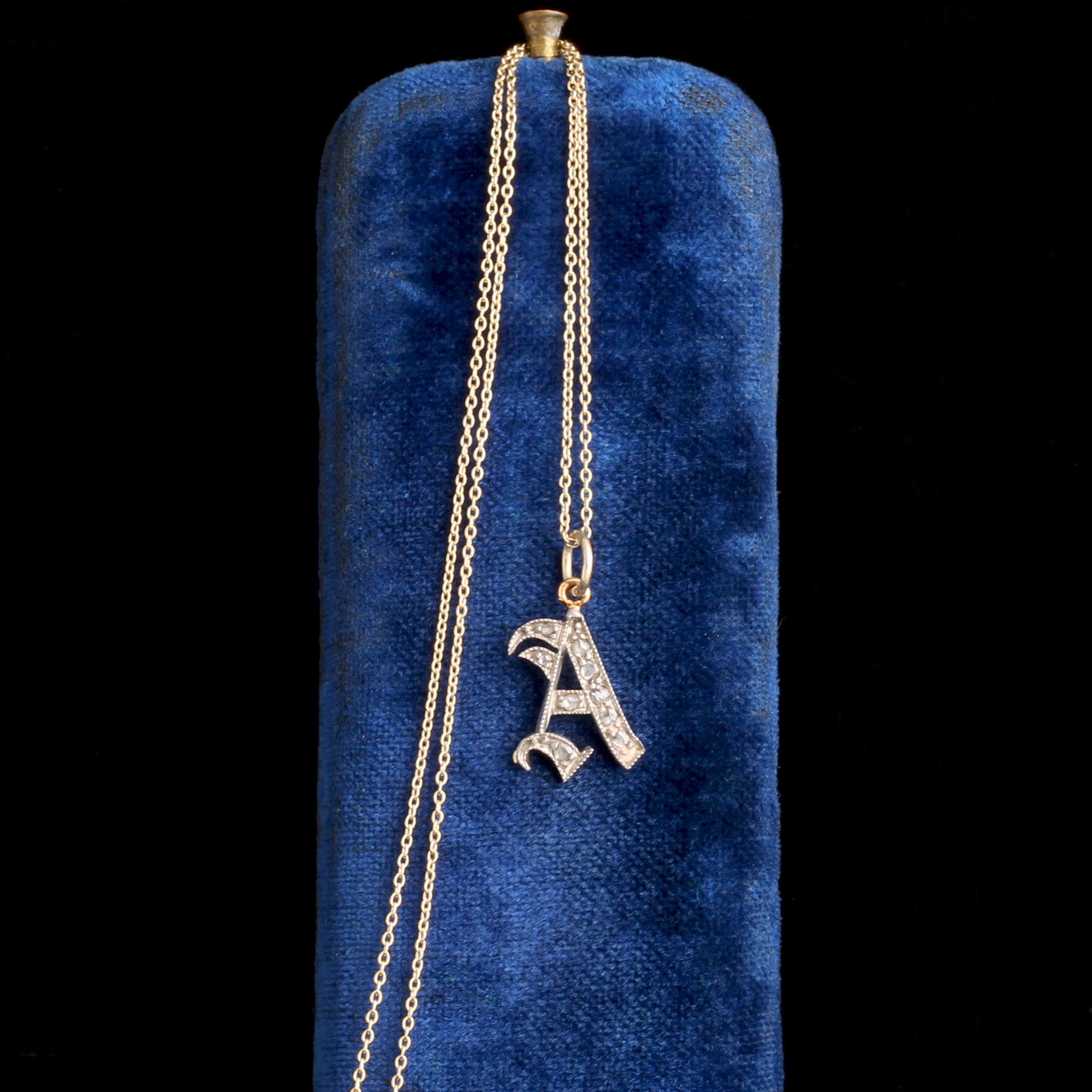 Victorian Rose Cut Diamond "A" Pendant