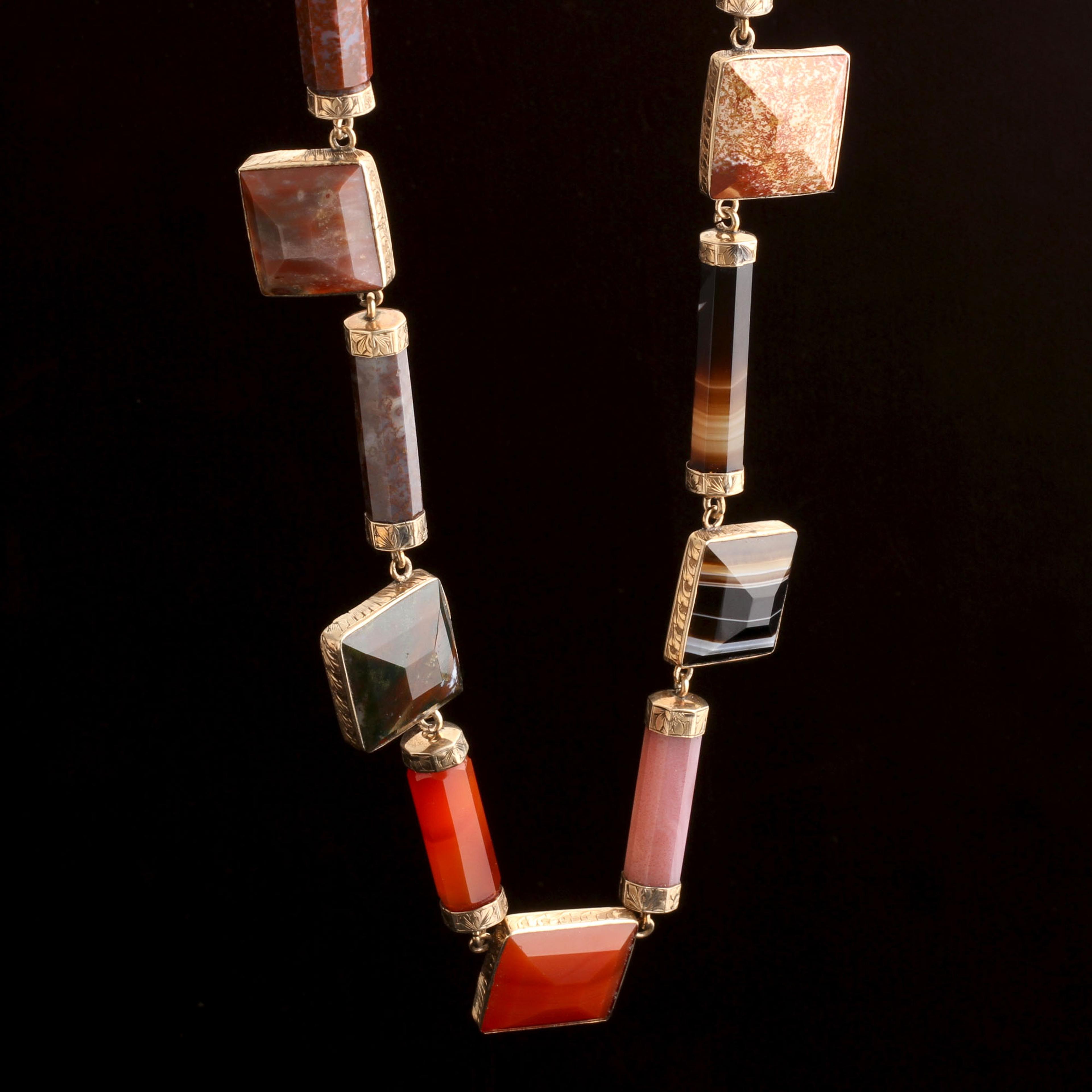 Scottish Victorian Agate & Jasper Necklace