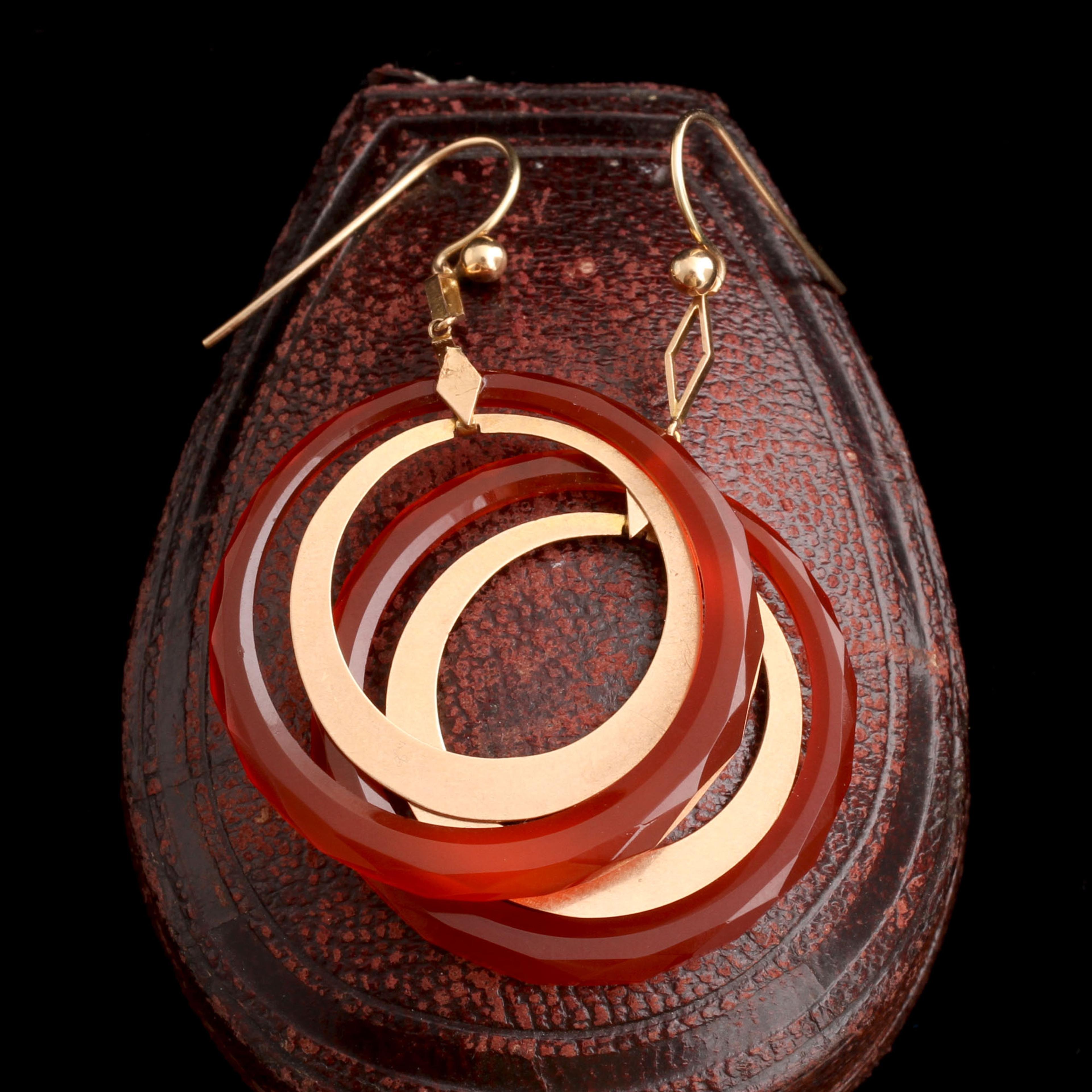 1920s Carnelian & Gold Earrings