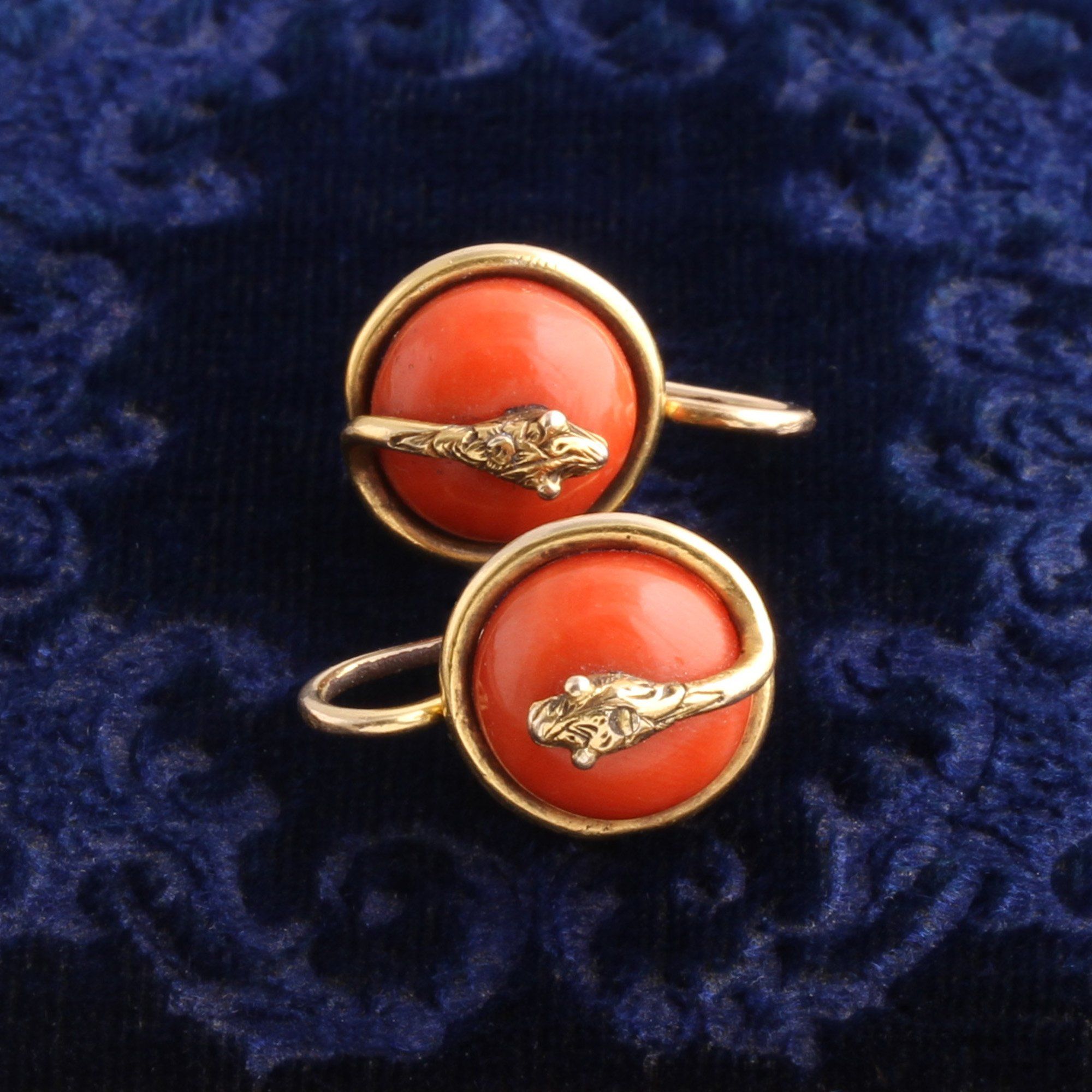 Victorian Coral Snake Earrings