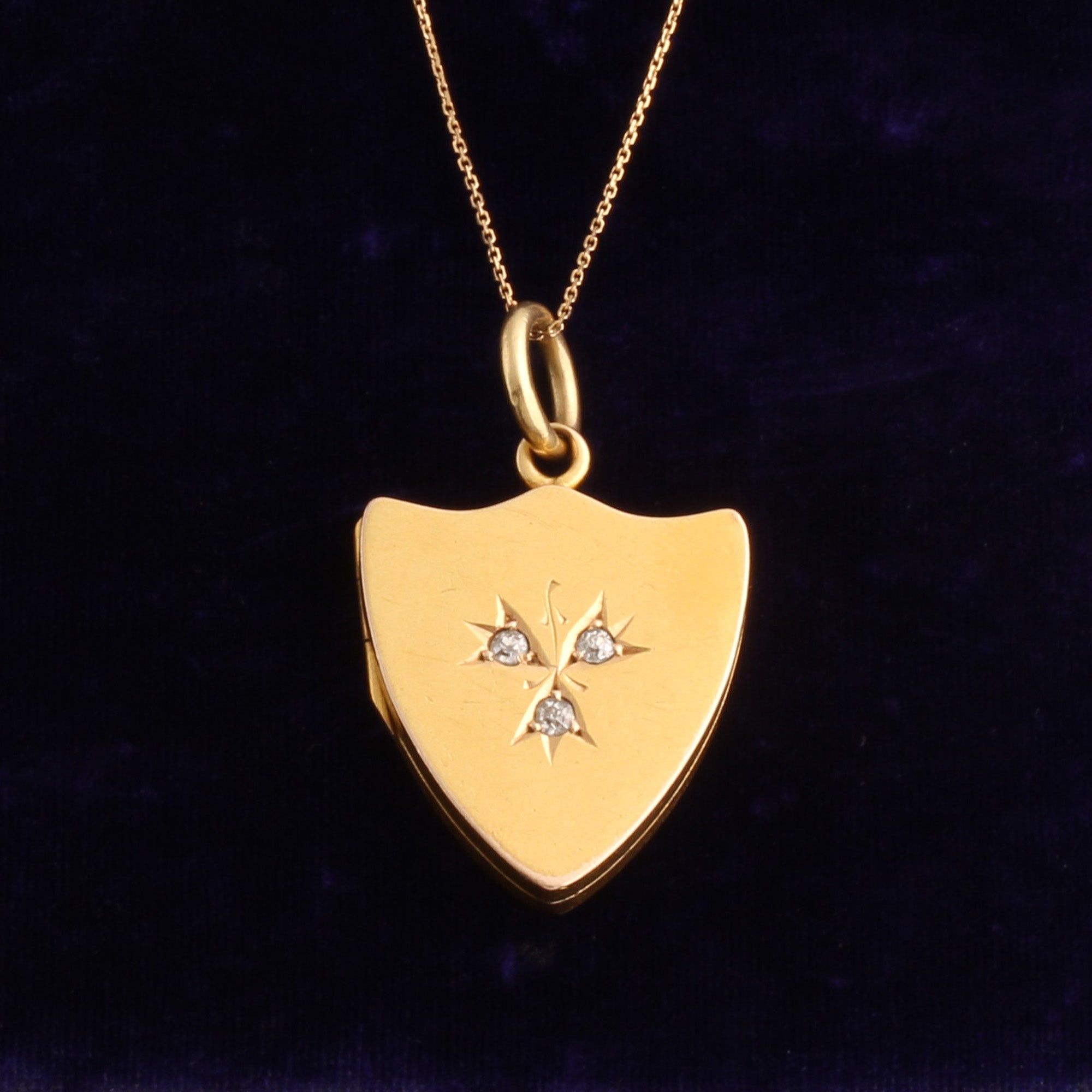 Edwardian Old Cut Diamond Shield Locket