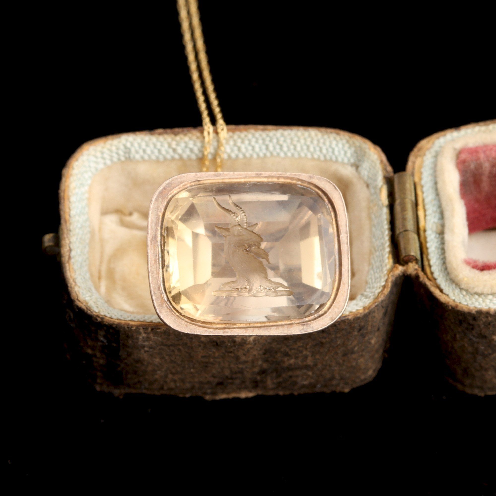 Victorian Citrine Heraldic Billy Goat Seal Fob