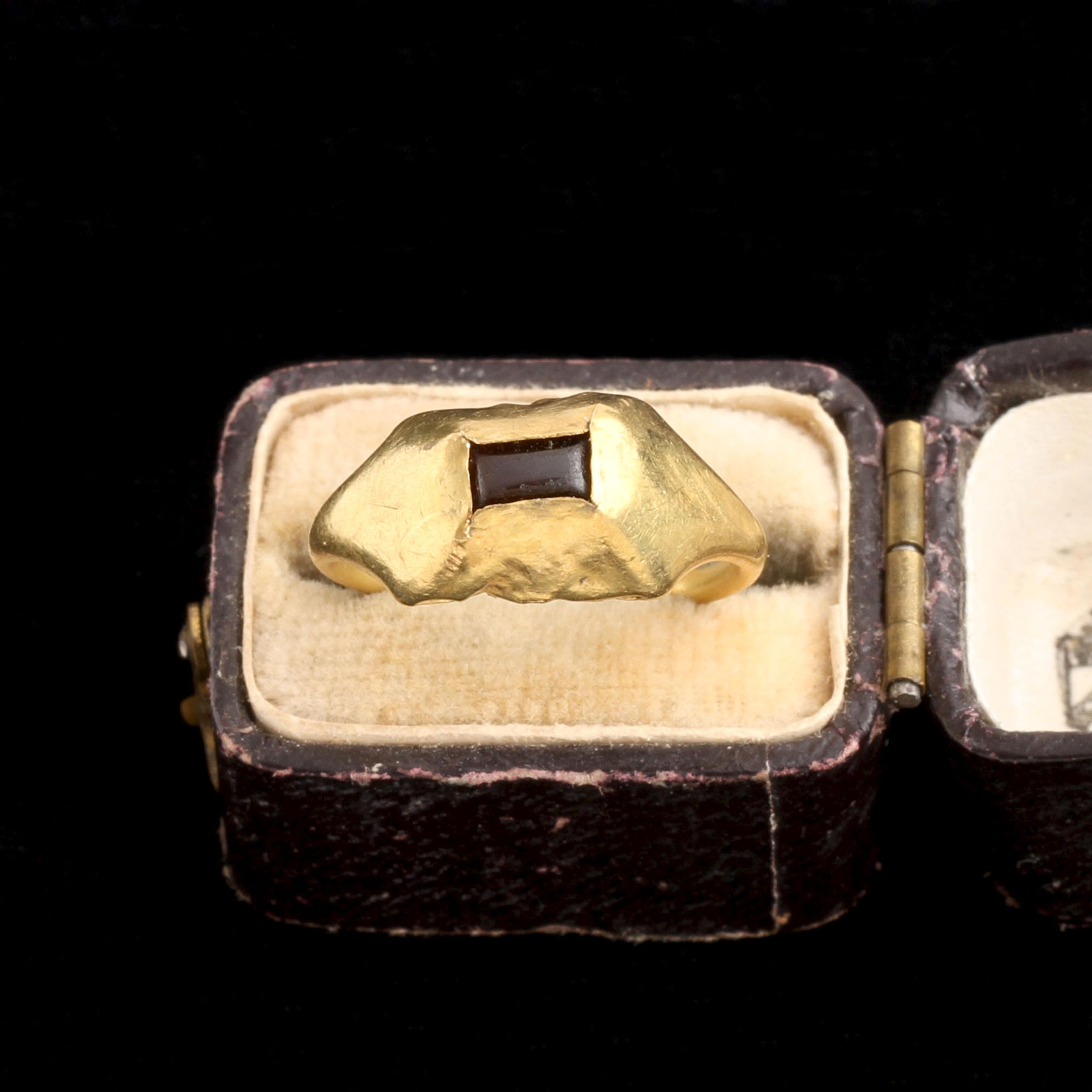 Detail of Medieval "Tart Mold" Garnet Ring