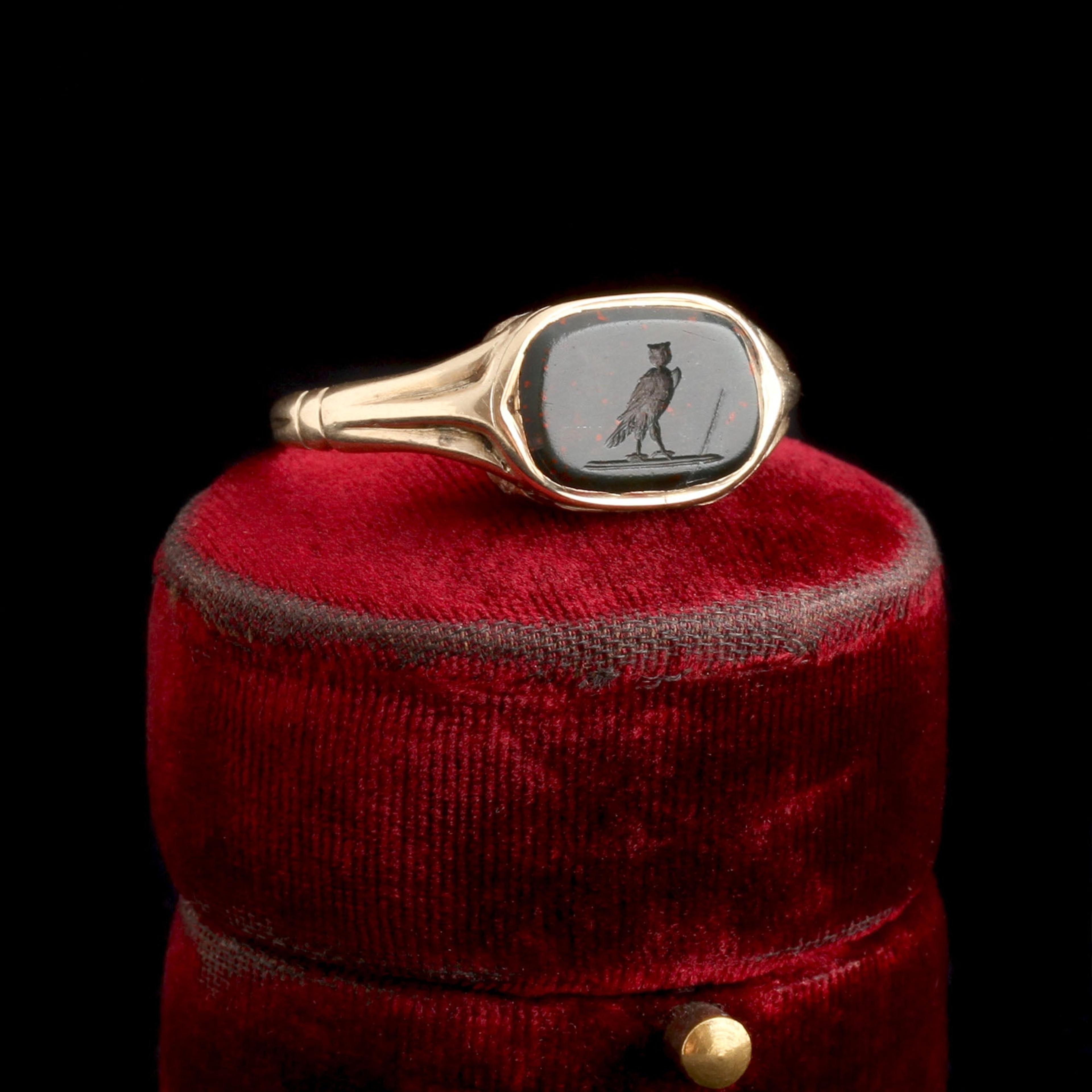 VICTORIAN Owl Intaglio Hidden Locket Ring
