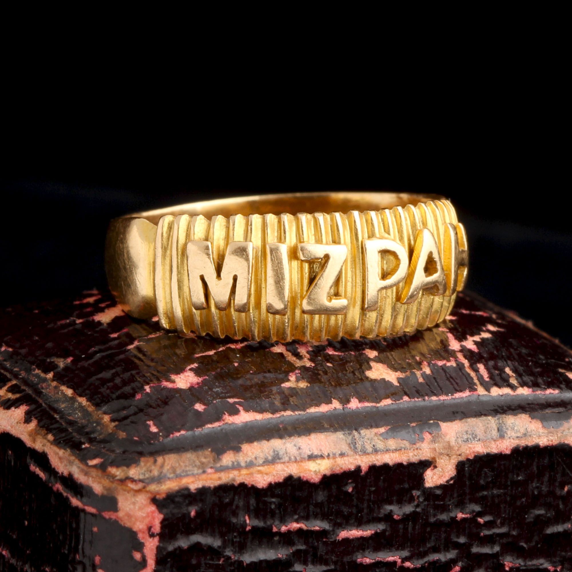 Victorian Striped Mizpah Ring