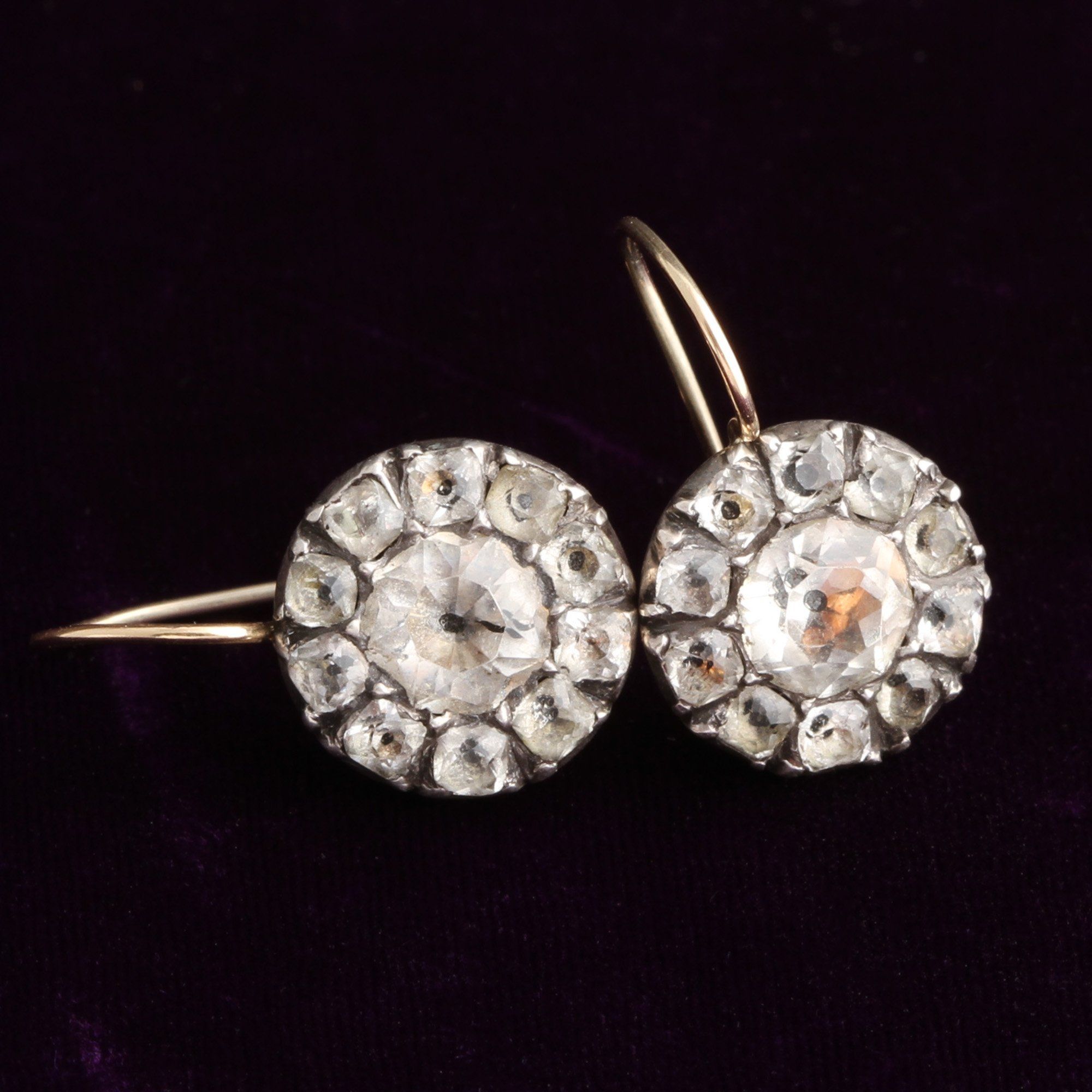 Georgian White Paste Cluster Earrings