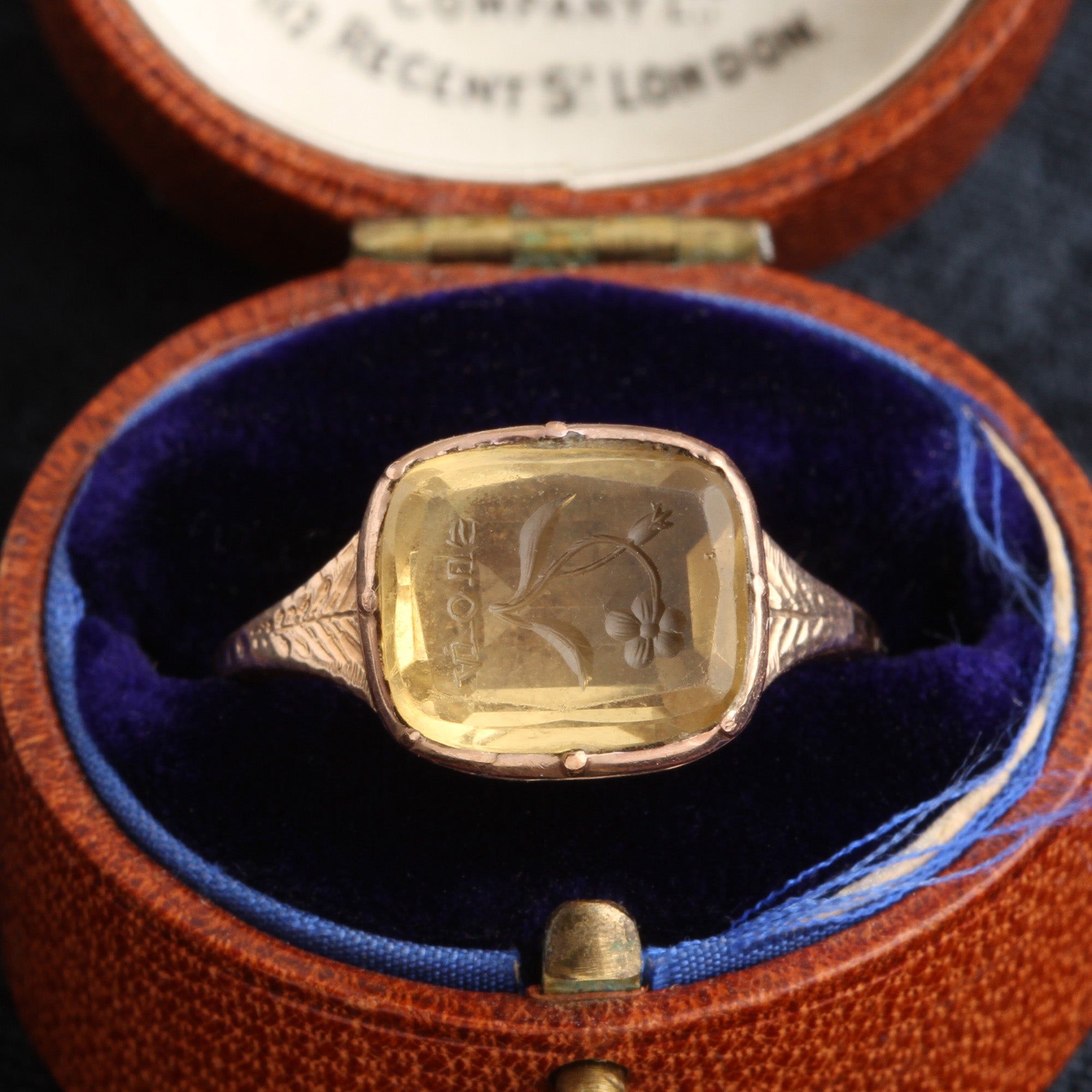 Early Victorian "À Vous" Citrine Wax Seal Ring