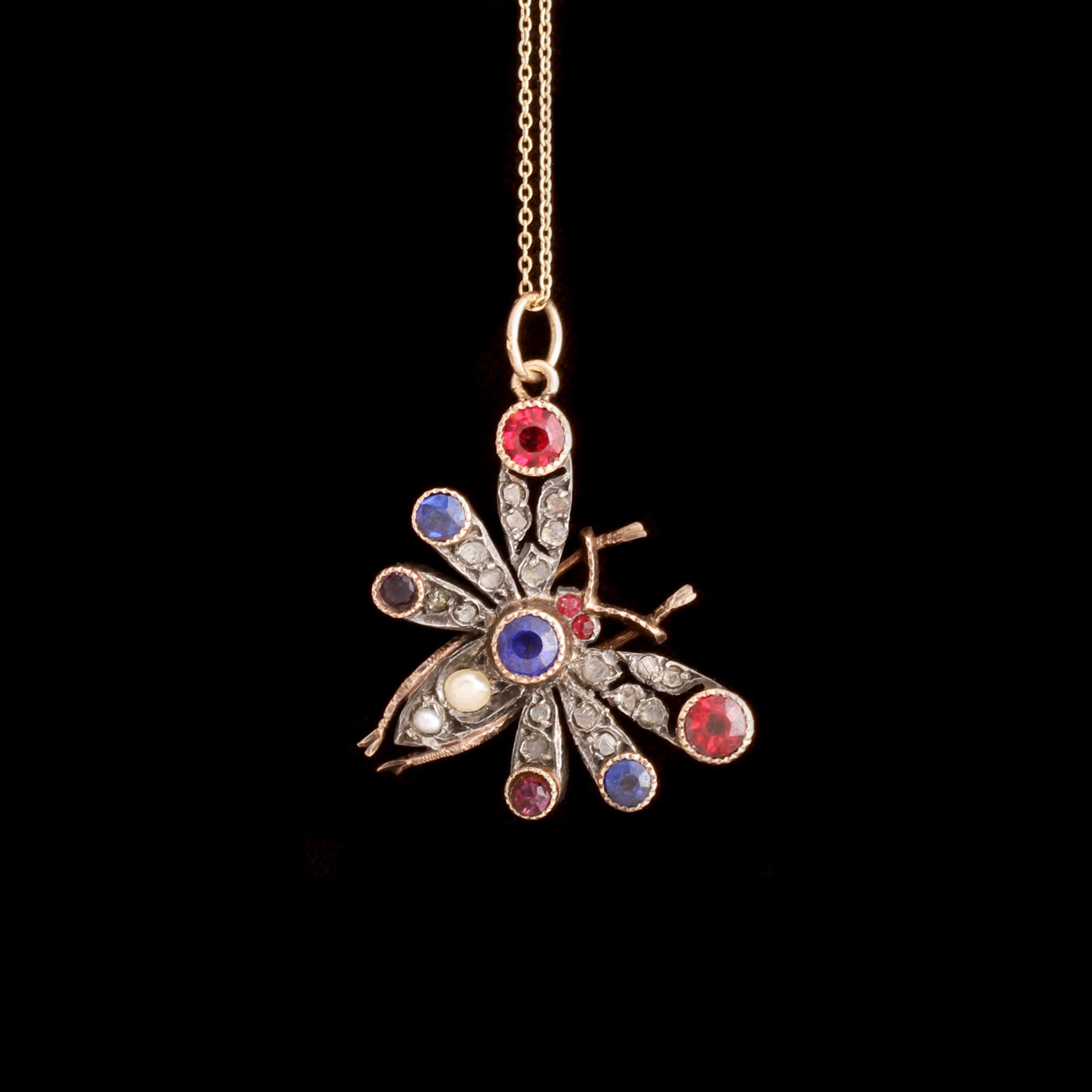 Victorian Gemstone Insect Necklace