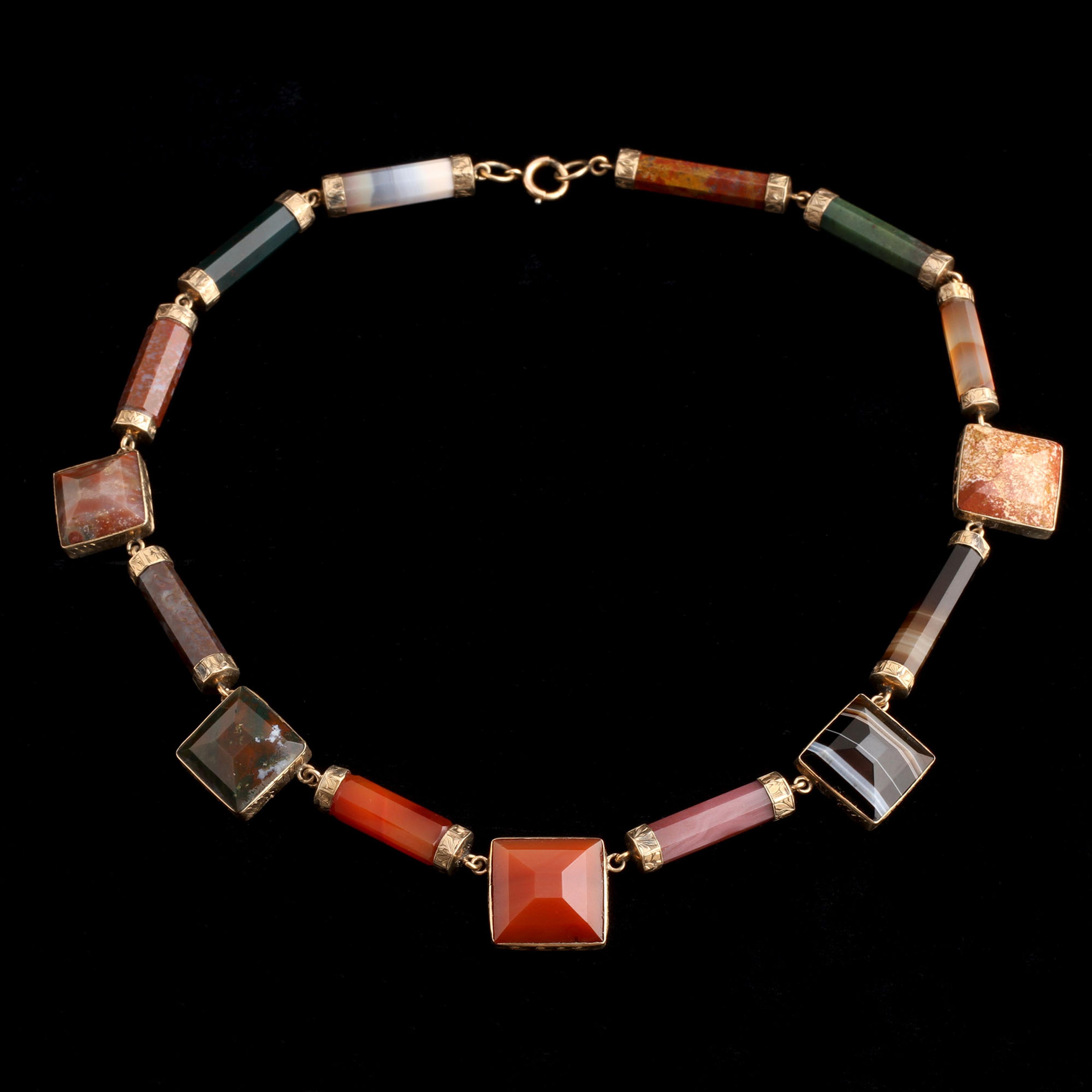 Scottish Victorian Agate & Jasper Necklace